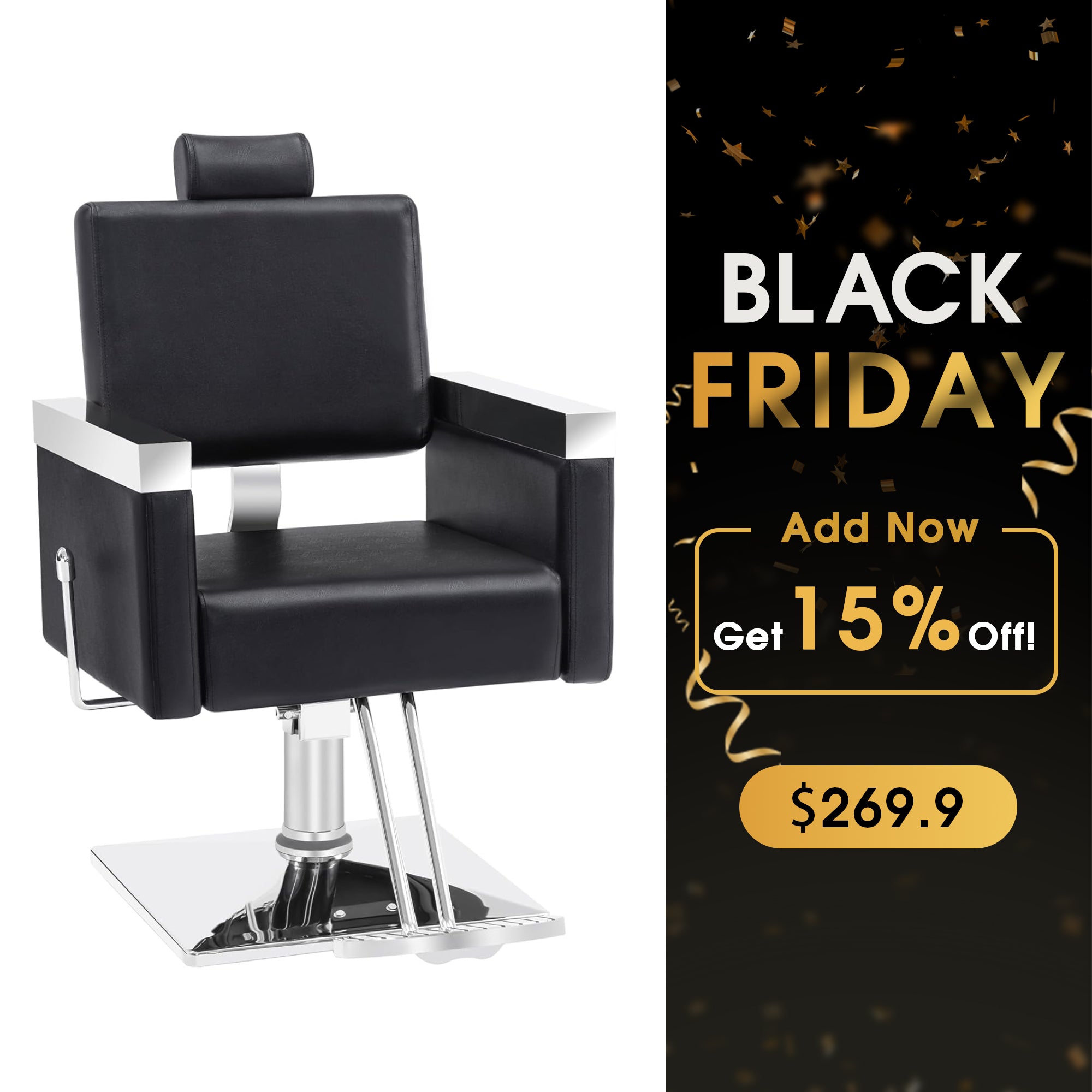 BarberPub Reclining Barber Chair, Hydraulic Salon Styling Chairs with Headrest 3018