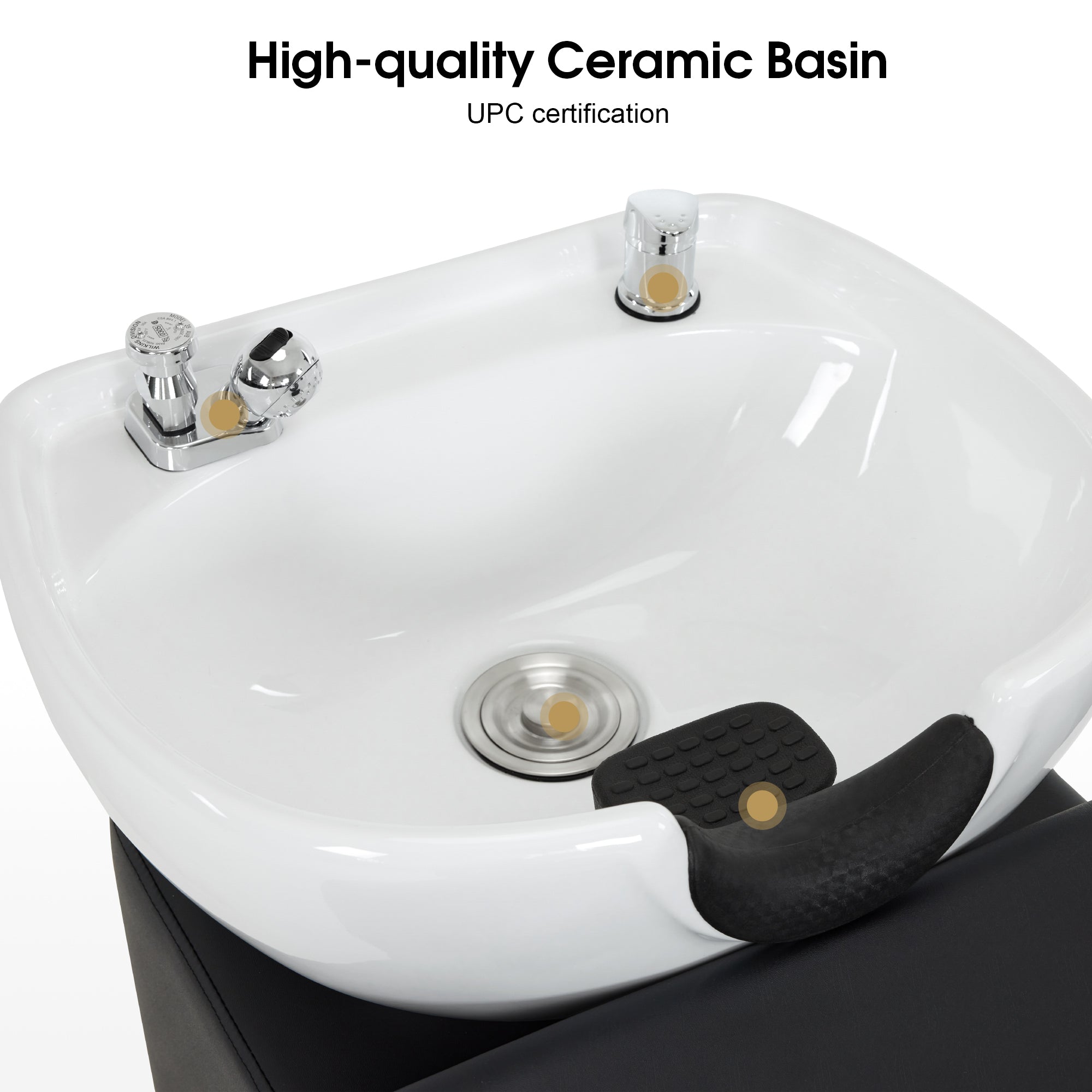 BarberPub Shampoo Backwash Station Chair, Ceramic Shampoo Bowl For Home Salon, Barbershop 9115