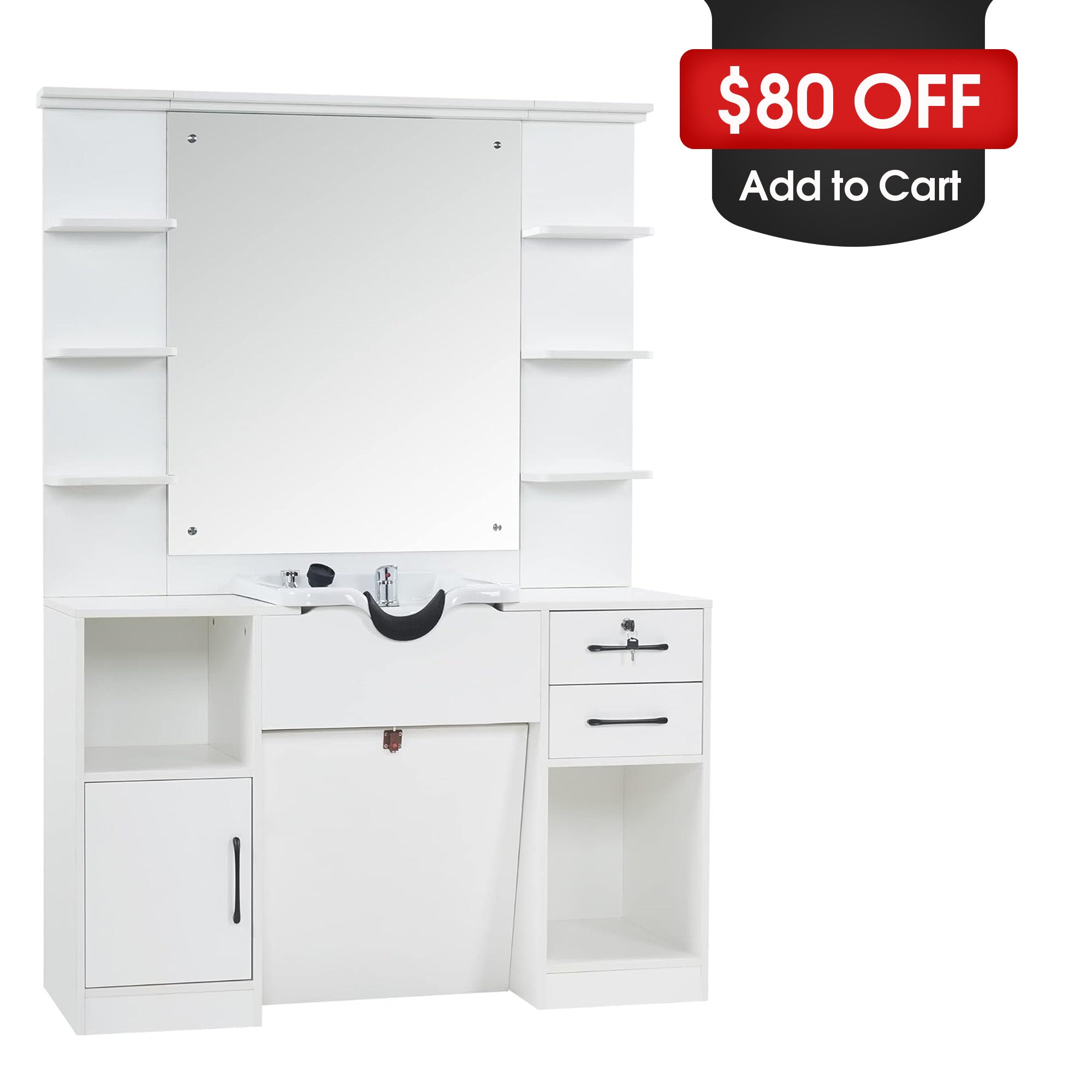 Barber Wall Mount Shampoo Station For Storage, High-end Hair Salon Styling Furniture Set 3145
