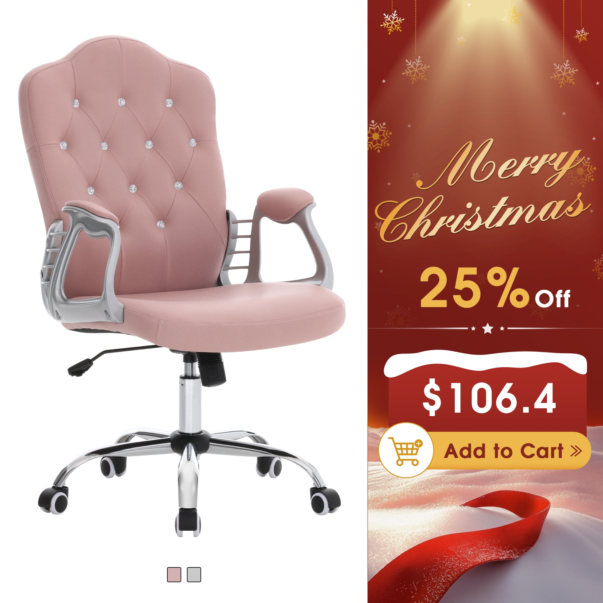 Height Adjustable Lumbar Support Nail Work Chair, Cute Swivel Rolling Makeup Chair 3535