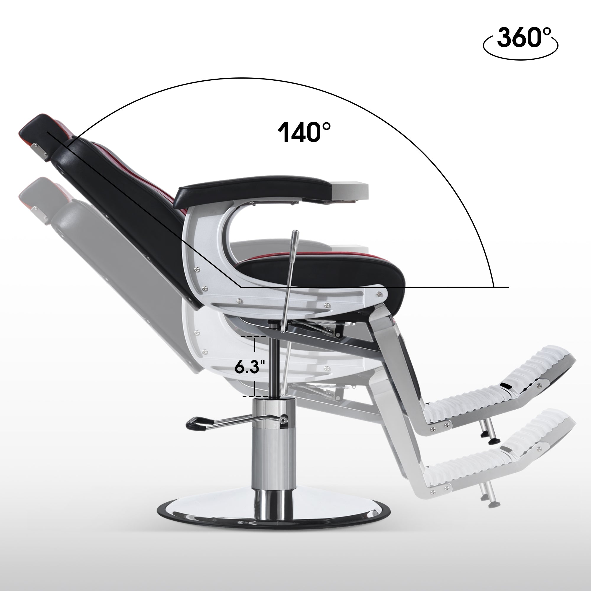 BarberPub Reclining Barber Chair All Purpose Hydraulic Salon Equipment 3815