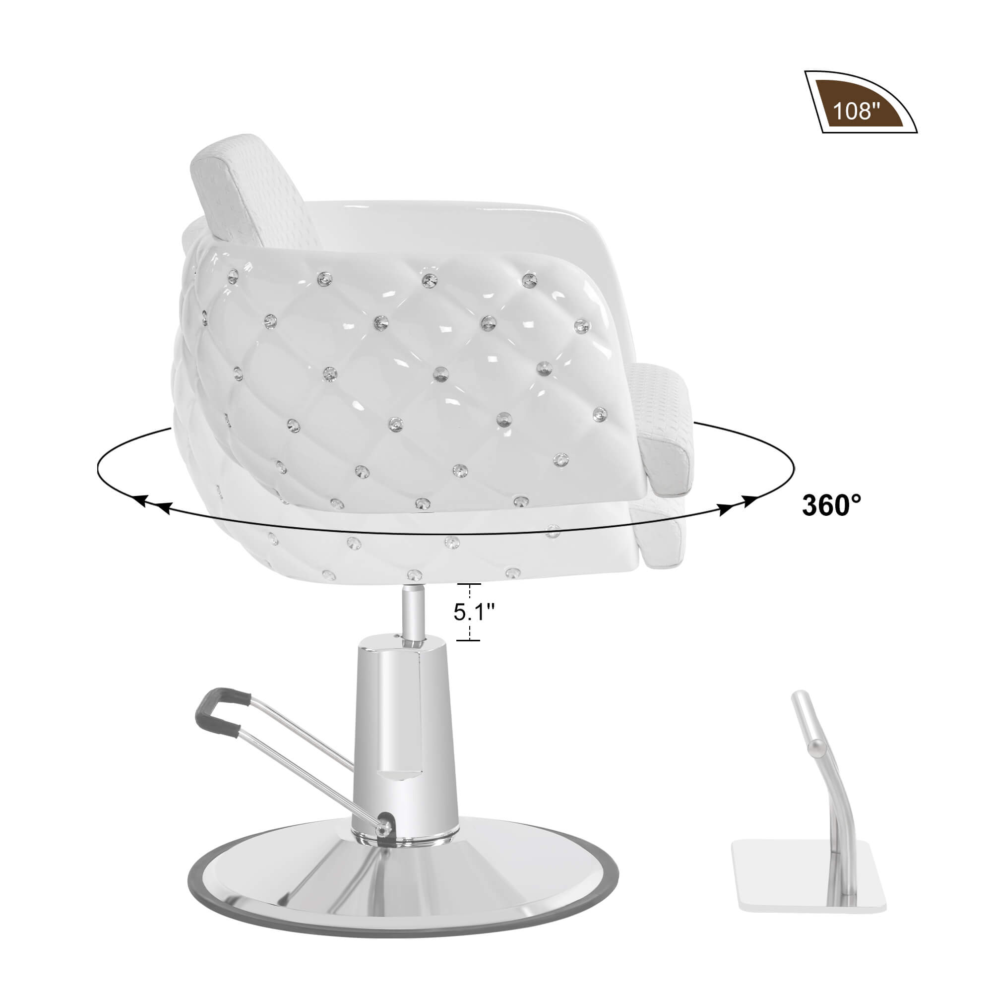 BarberPub Salon Chair for Hair Stylist, Styling Chair for Home Salon Barbershop 8609