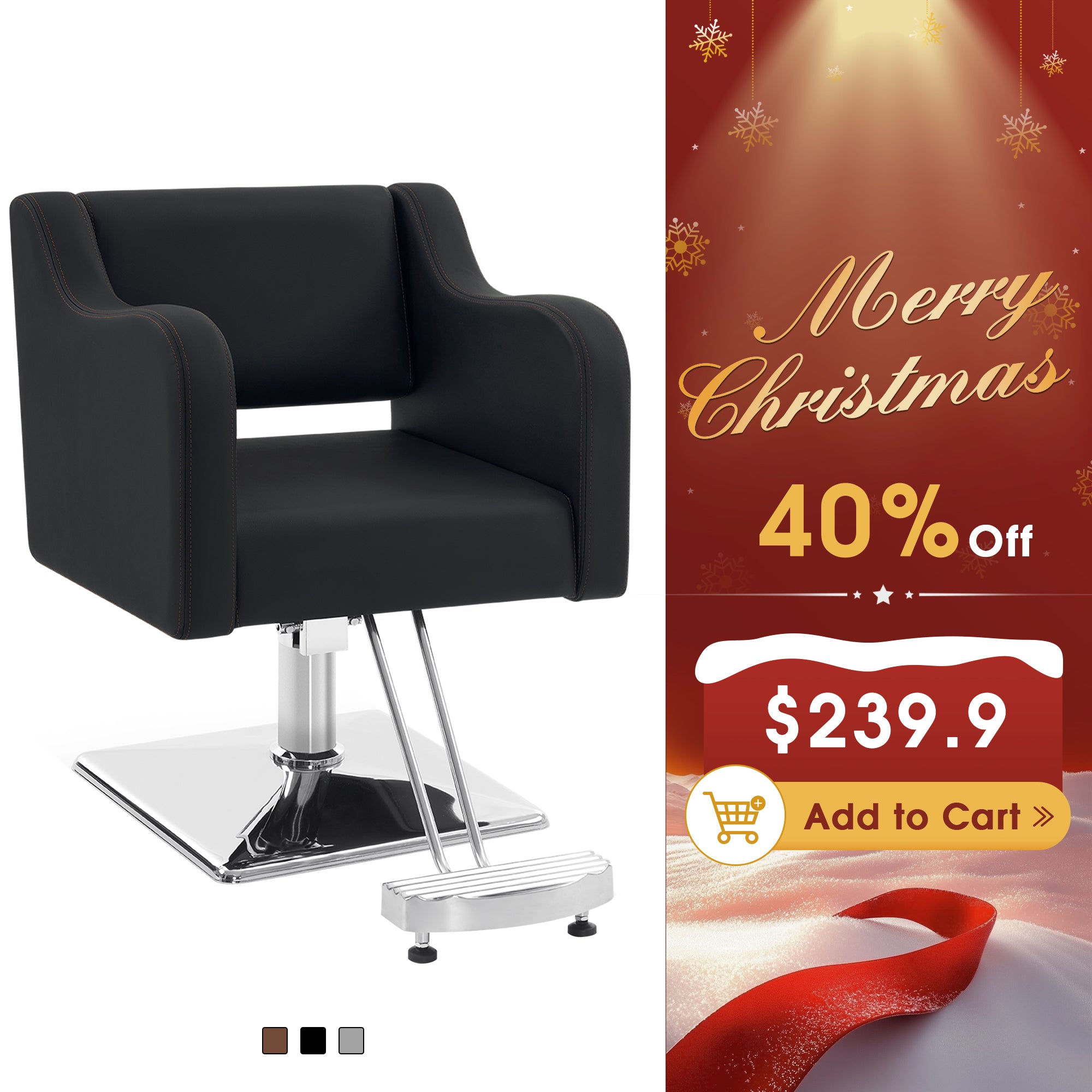 BarberPub Salon Chair for Hair Stylist, Hydraulic Barber Styling Chair Brown 3802