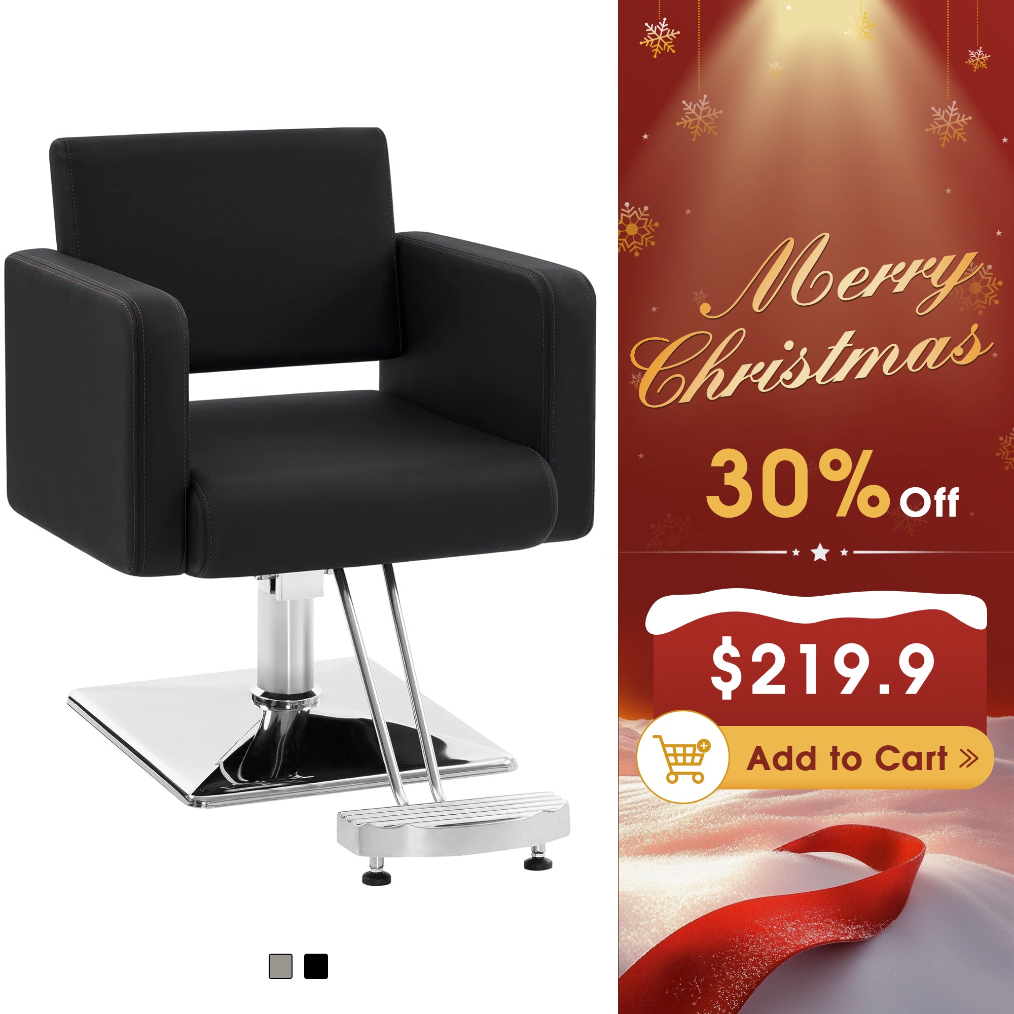 BarberPub Styling Salon Chair for Hair Stylist, Black Hydraulic Barber Chair 3805