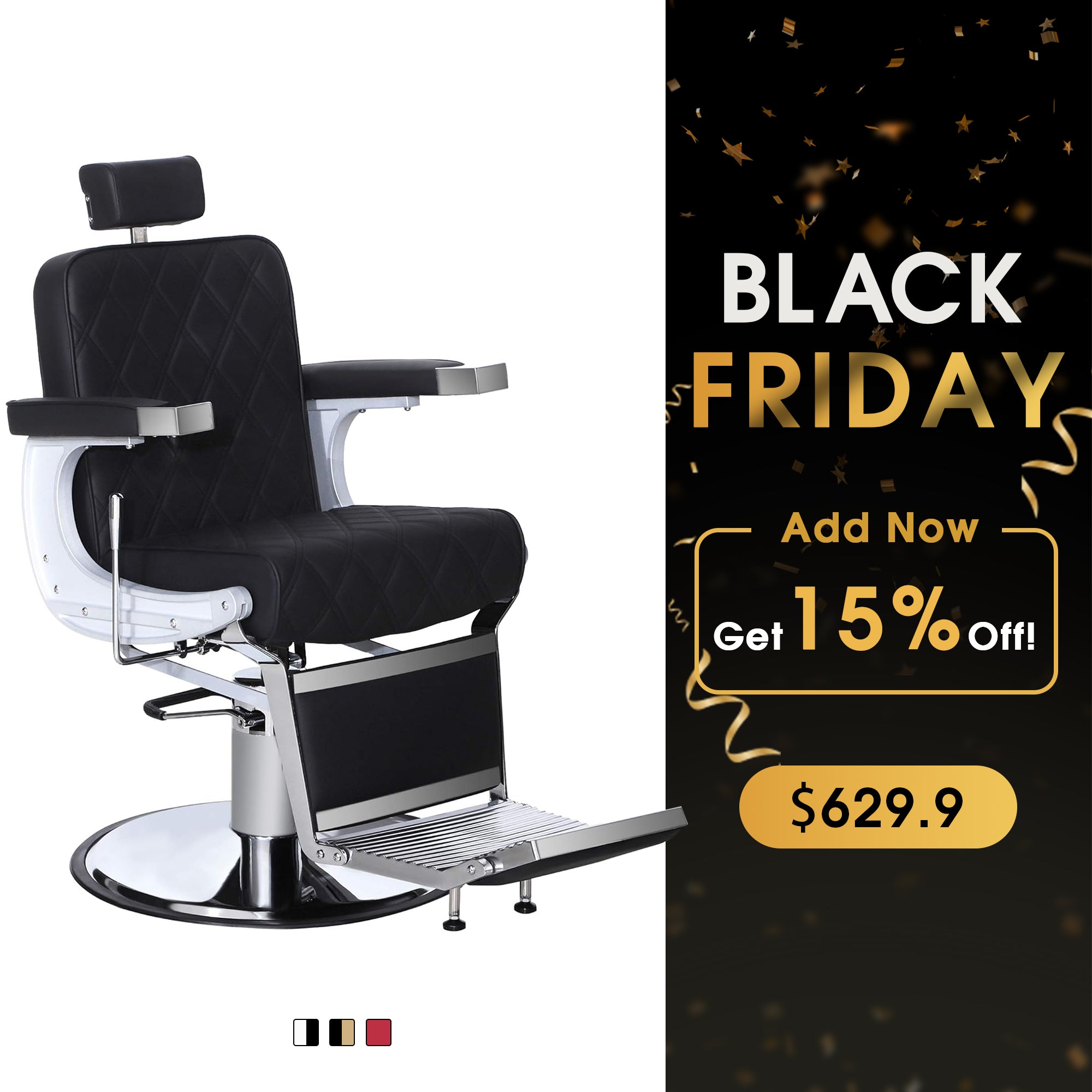 BarberPub Barber Chair for Hair Stylist, Reclining Barbershop Salon Chair 3825