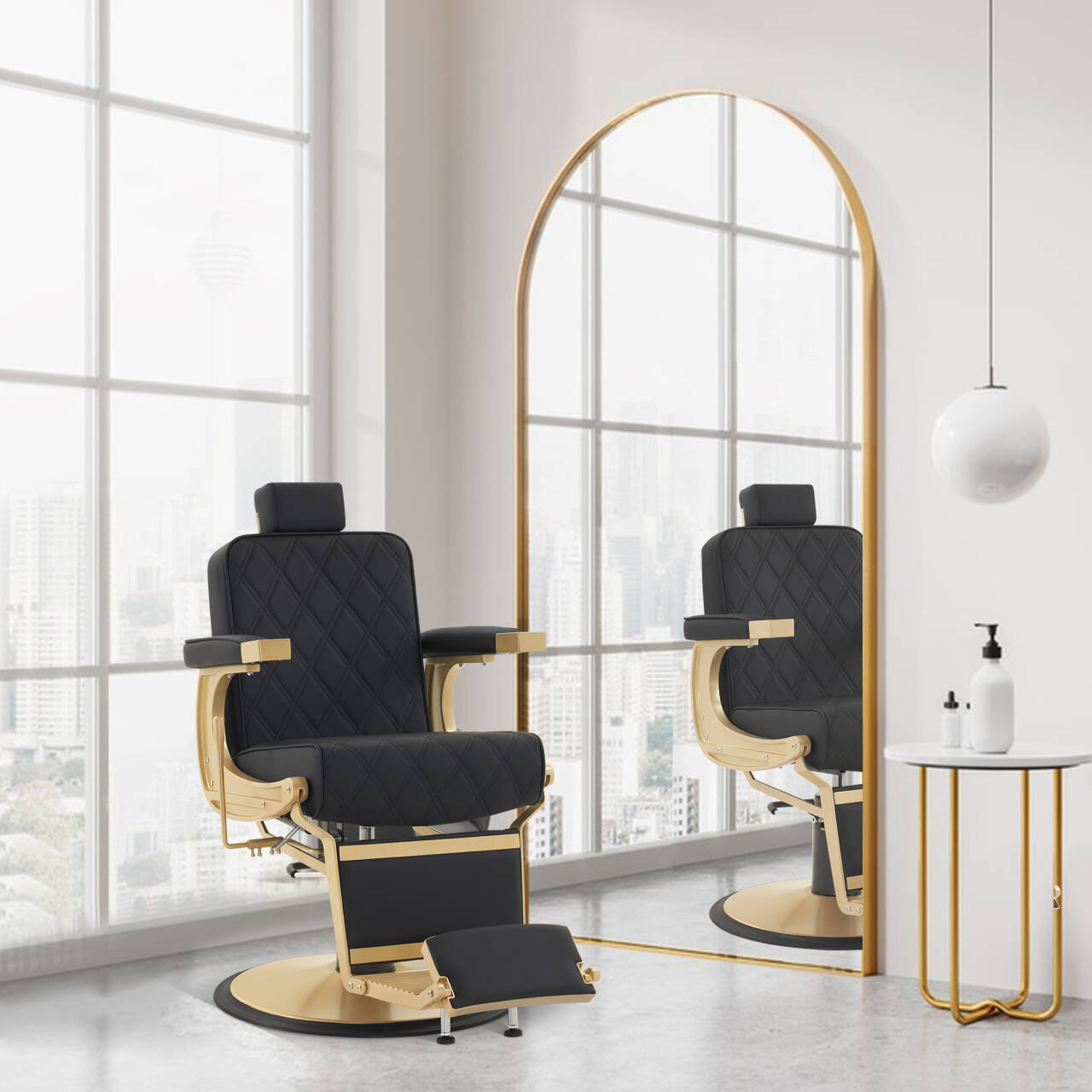 BarberPub Barber Chair for Hair Stylist, Reclining Barbershop Salon Chair 3825