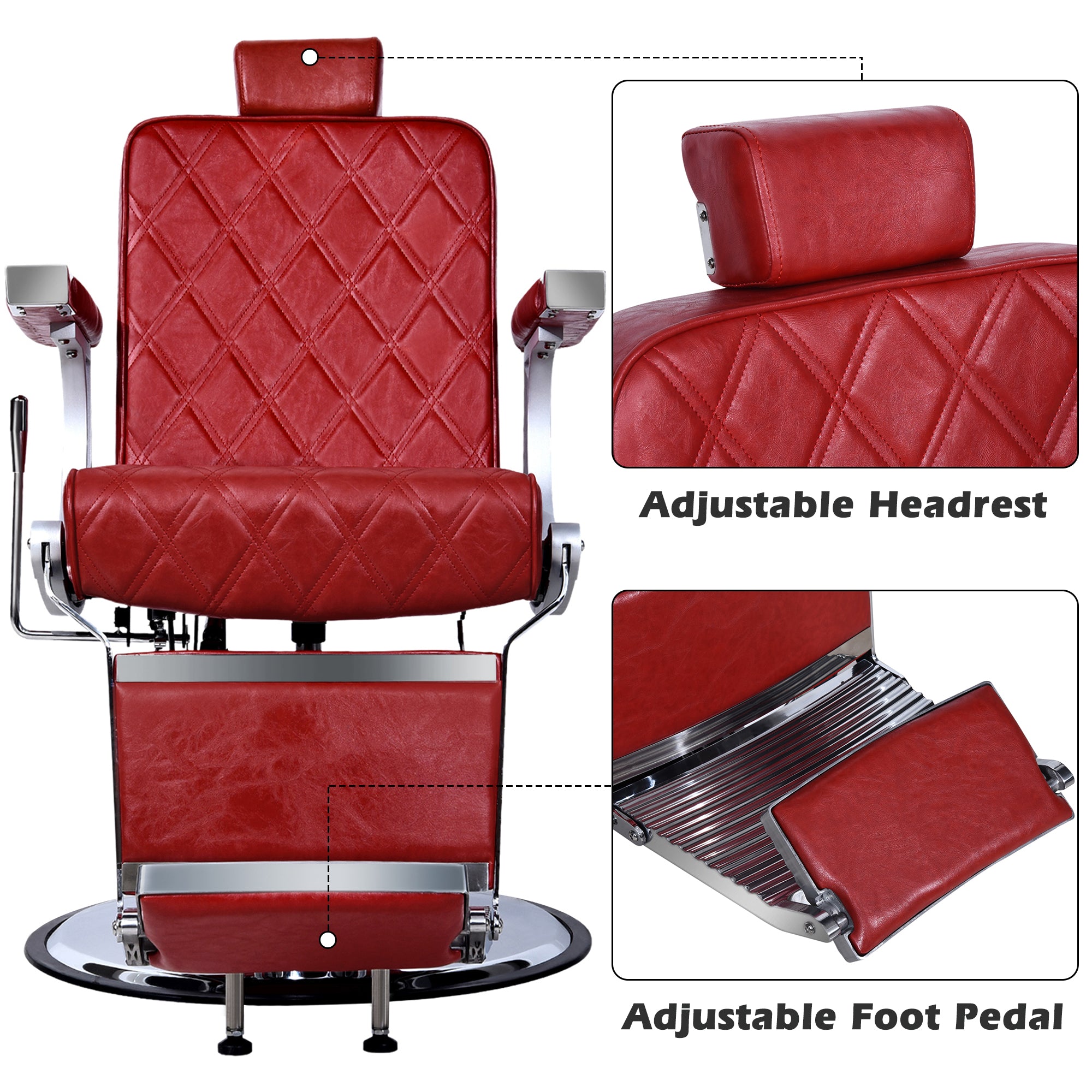 BarberPub Barber Chair for Hair Stylist, Reclining Barbershop Salon Chair 3825