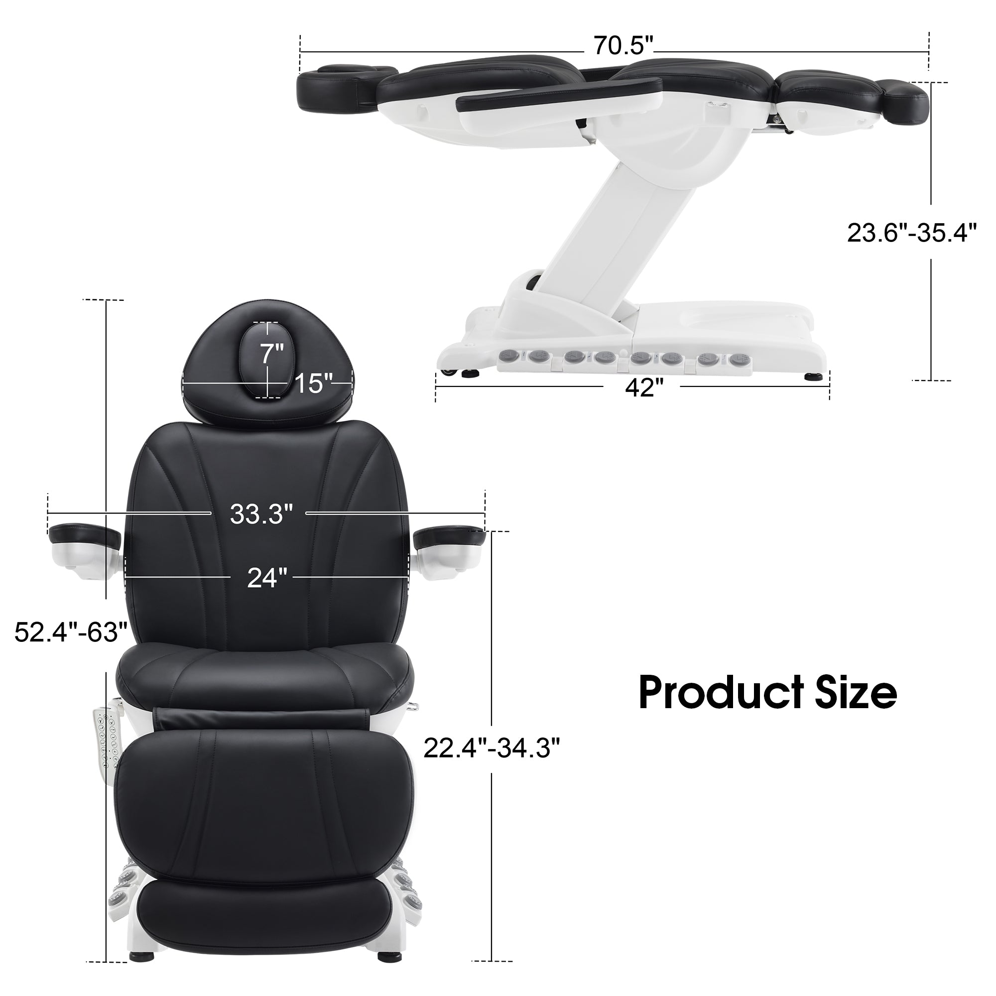 4-Motor Electric Facial Spa Bed with Hand & Foot Control, PU Leather Esthetician Adjustable Massage Table, 440 lbs Capacity 2119