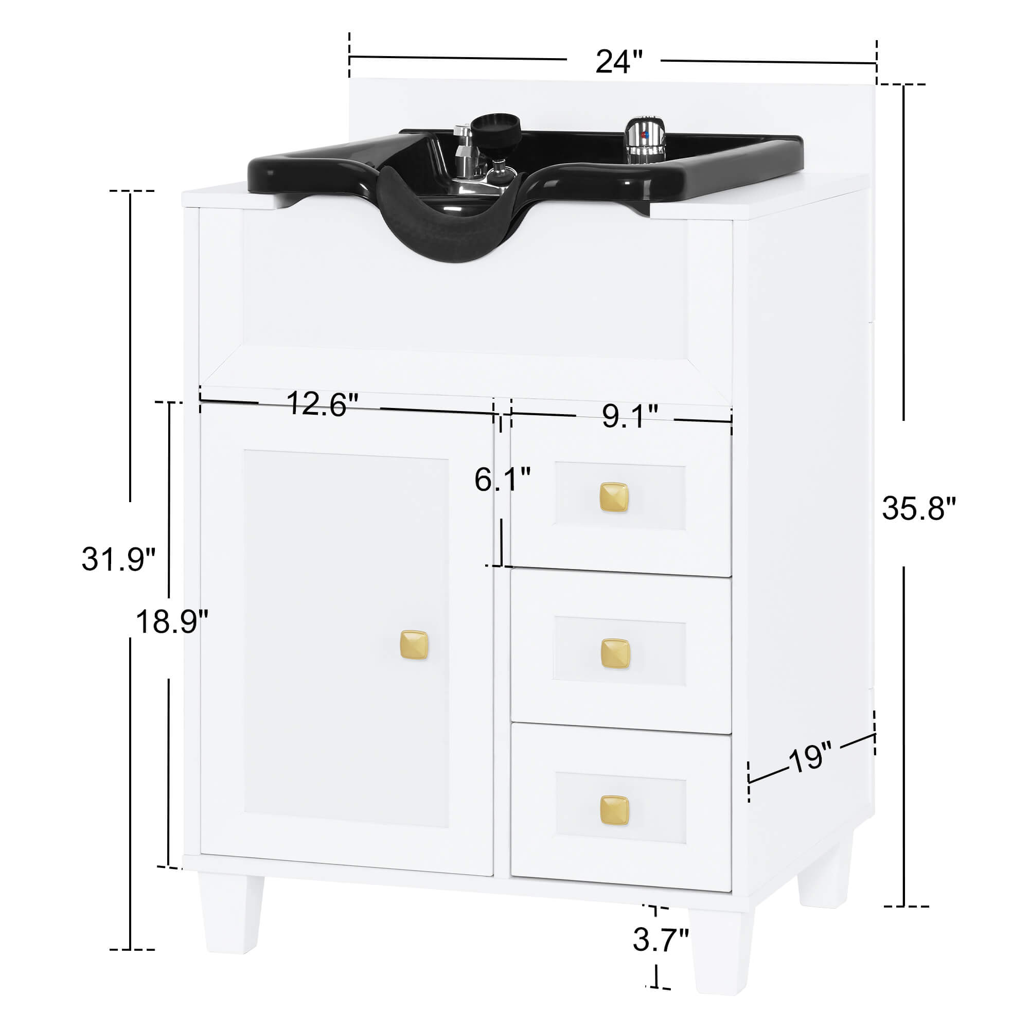 Barber Textured Embossed Storage Shampoo Station, Hair Salon Shampoo Backwash Equipment 7131
