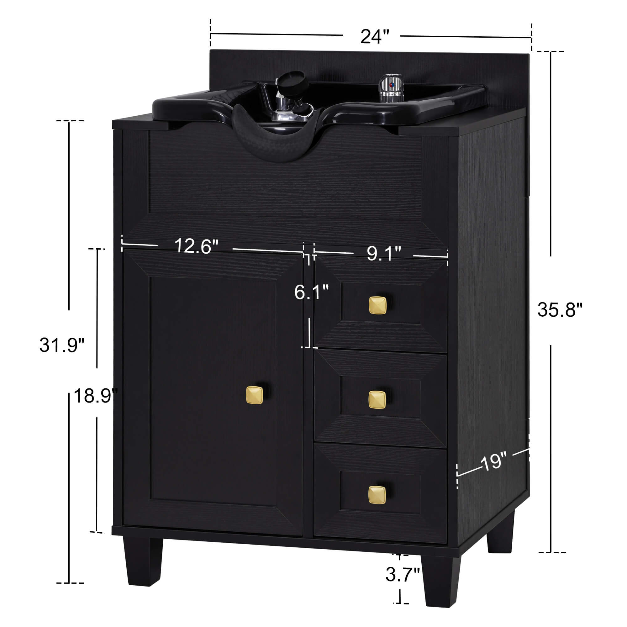 Barber Textured Embossed Storage Shampoo Station, Hair Salon Shampoo Backwash Equipment 7131