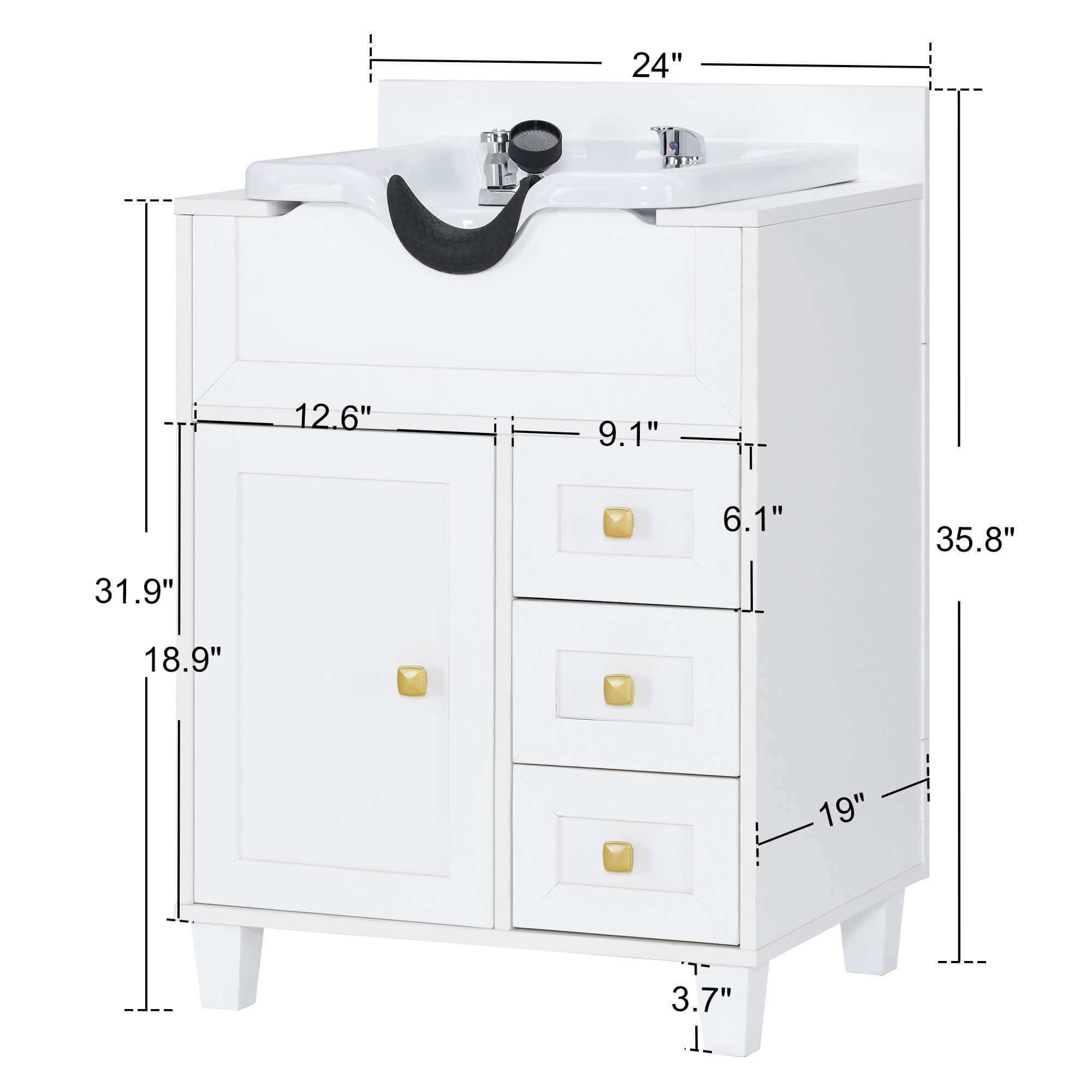 Barber Textured Embossed Storage Shampoo Station, Hair Salon Shampoo Backwash Equipment 7131