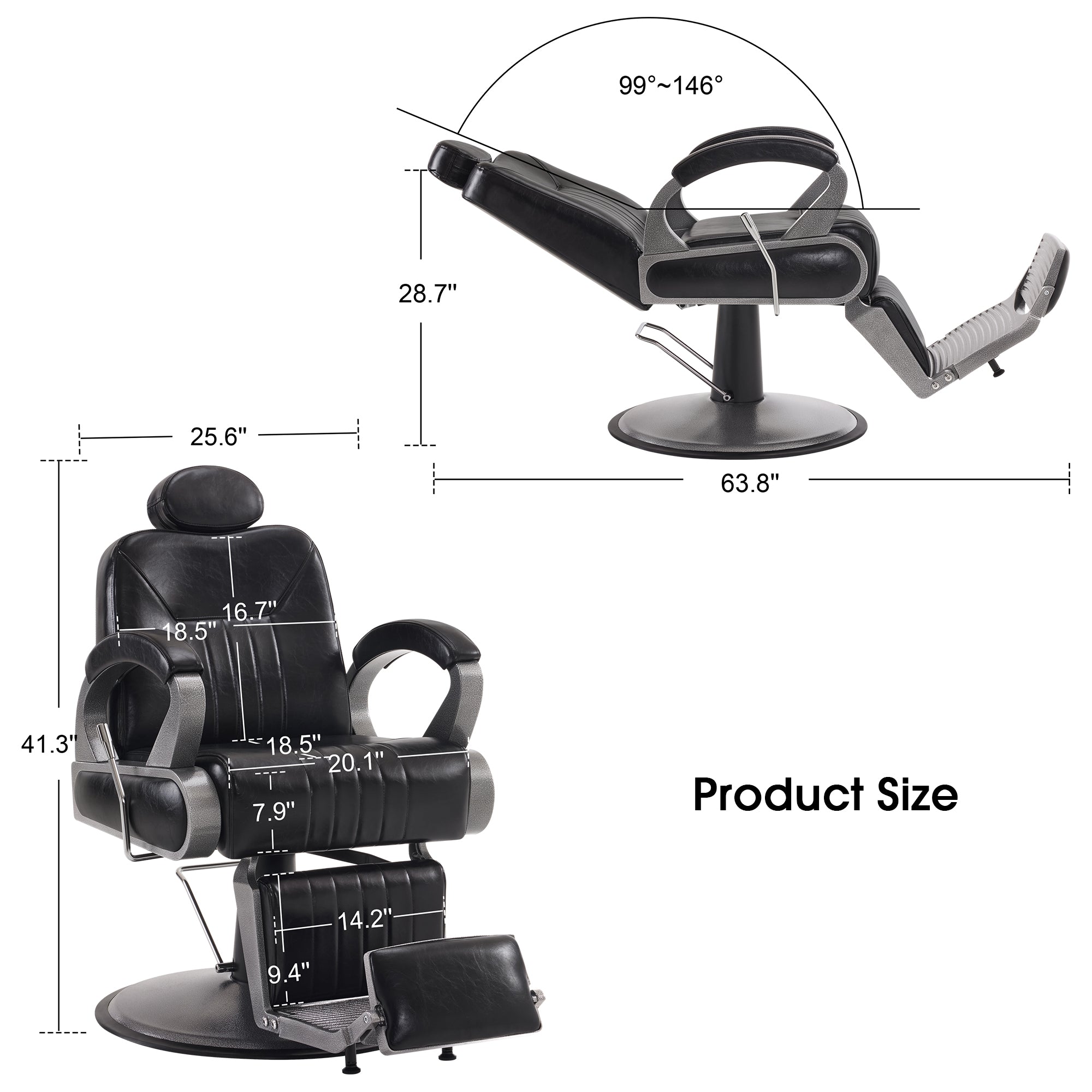 BarberPub All Purpose Barber Chair,Reclining Hair Stylist Salon Chair With Headrest 9502