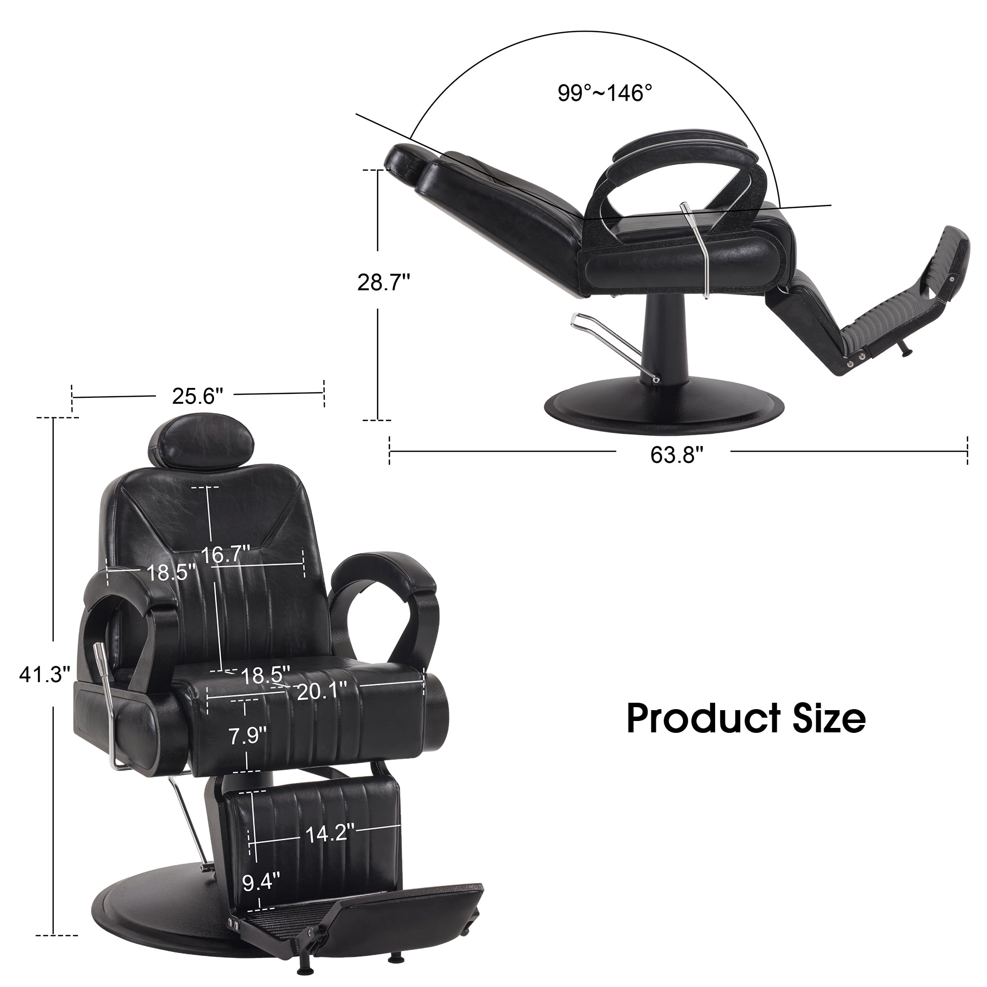 BarberPub All Purpose Barber Chair,Reclining Hair Stylist Salon Chair With Headrest 9502
