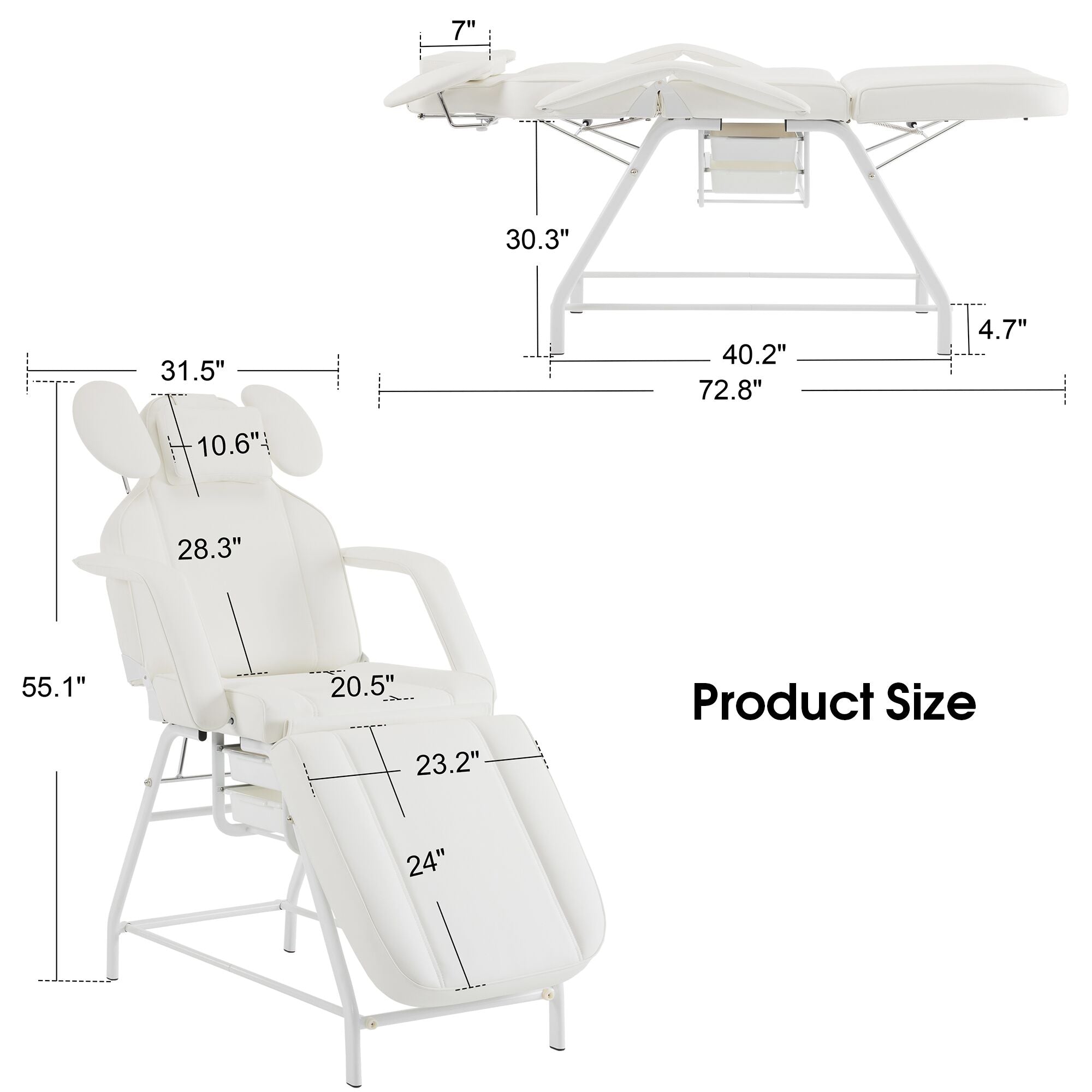BarberPub Adjustable esthetician Facial Bed, Lash Recliner Chair 180 degree, 300 lbs capacity 2110