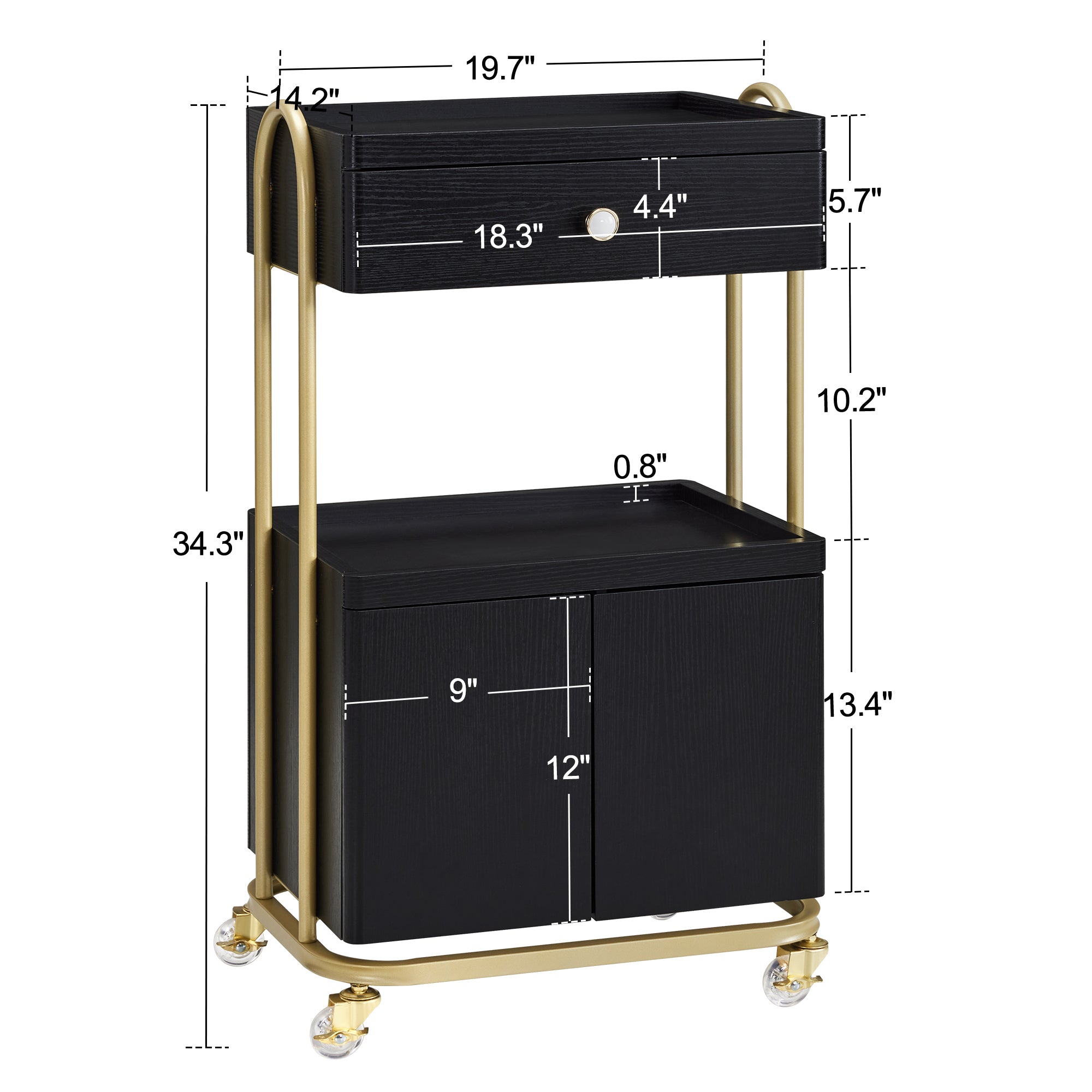 Salon SPA Rolling Trolley with Lockable Wheels, Barber Storage Cart for Storing Skin Cosmetics 2074