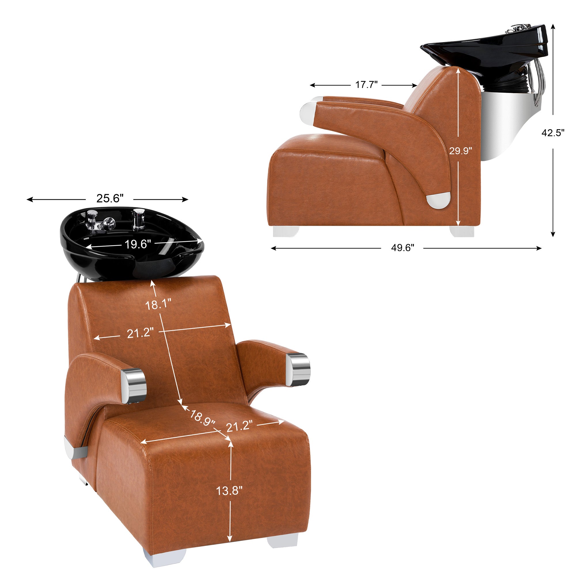 BarberPub Ceramic Bowl Backwash Shampoo Chair, Hair Washing Salon Station 9102