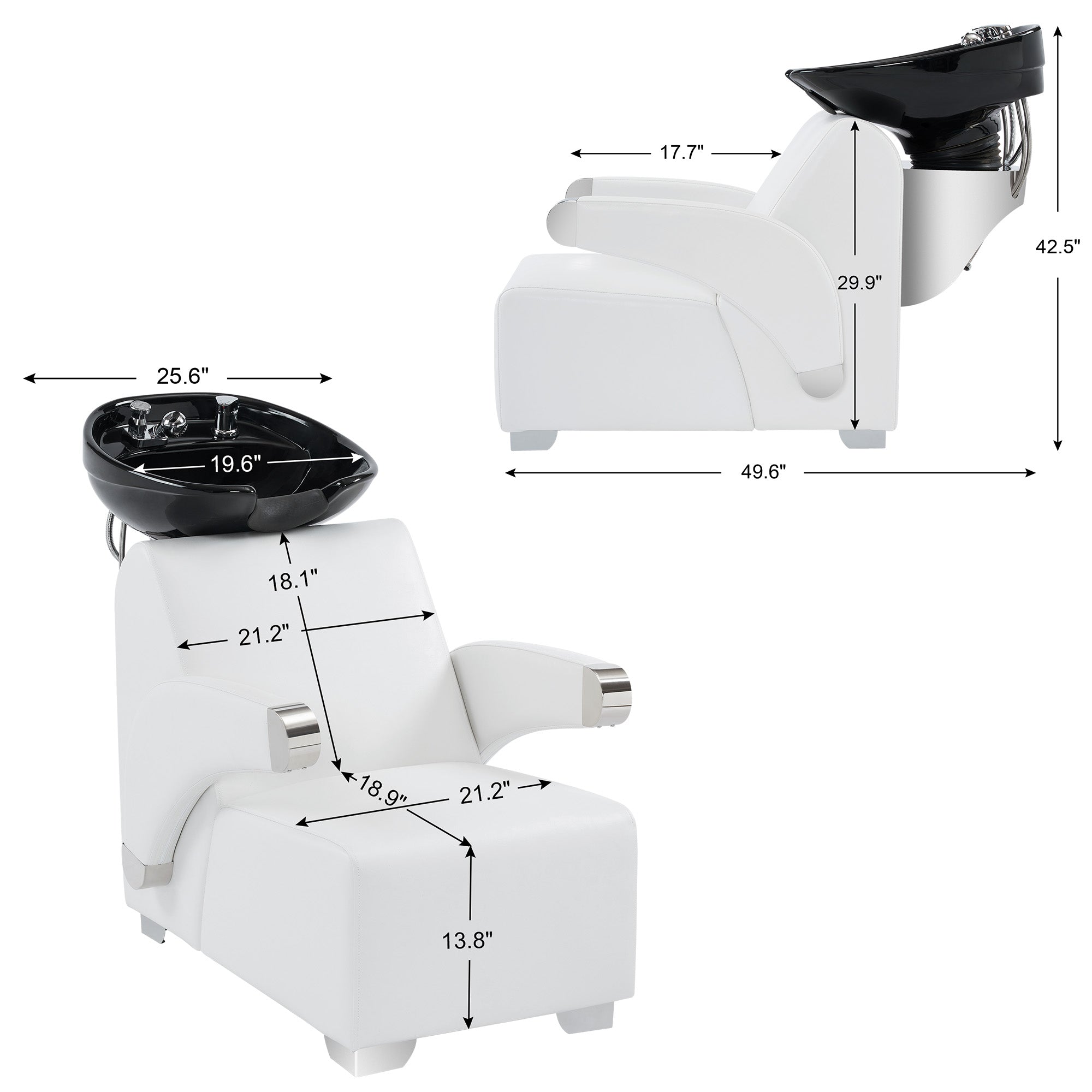 BarberPub Ceramic Bowl Backwash Shampoo Chair, Hair Washing Salon Station 9102