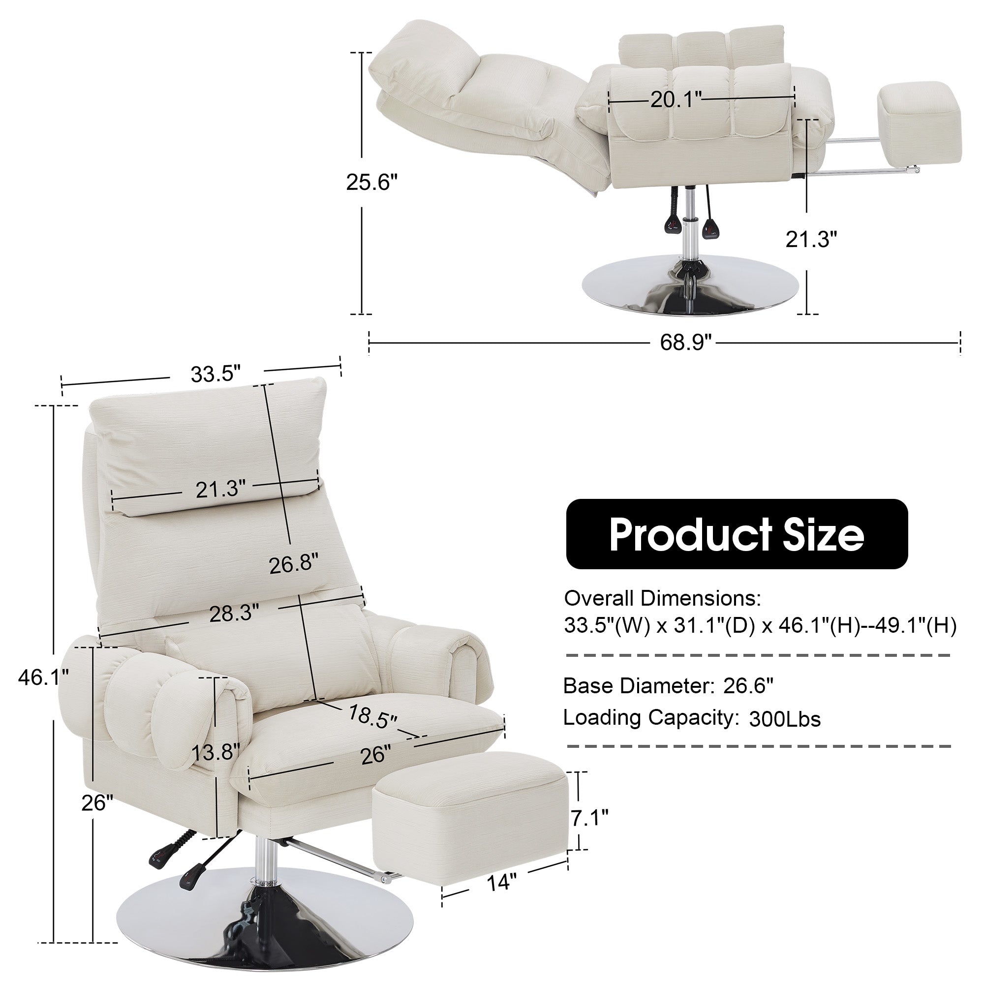 BarberPub Beauty Salon Chair, Adjustable Height, Reclining Esthetician Chair for Facial, Eyelash Extension, Tattoo – Model 8105/8129