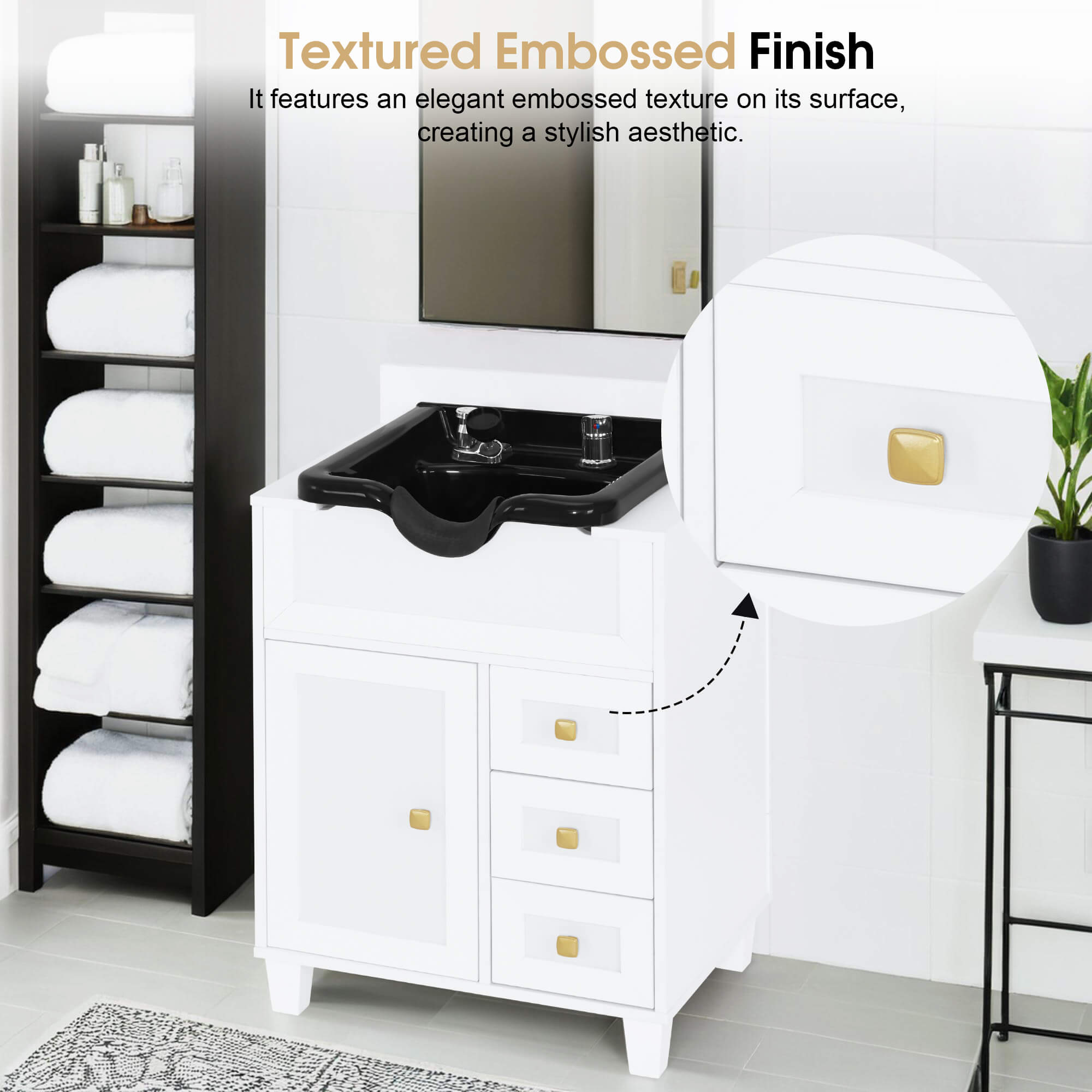 Barber Textured Embossed Storage Shampoo Station, Hair Salon Shampoo Backwash Equipment 7131