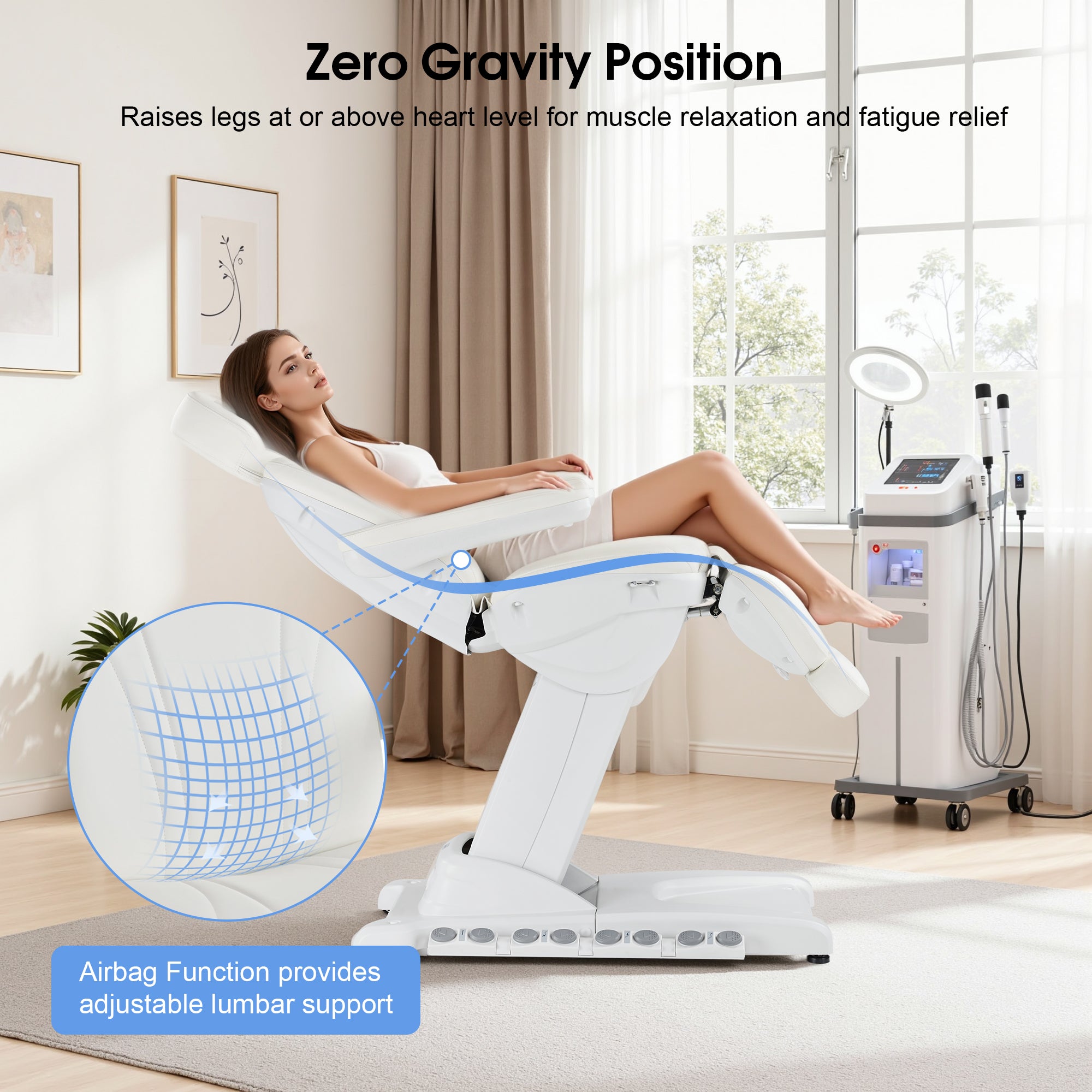 4-Motor Electric Facial Spa Bed with Hand & Foot Control, PU Leather Esthetician Adjustable Massage Table, 440 lbs Capacity 2119