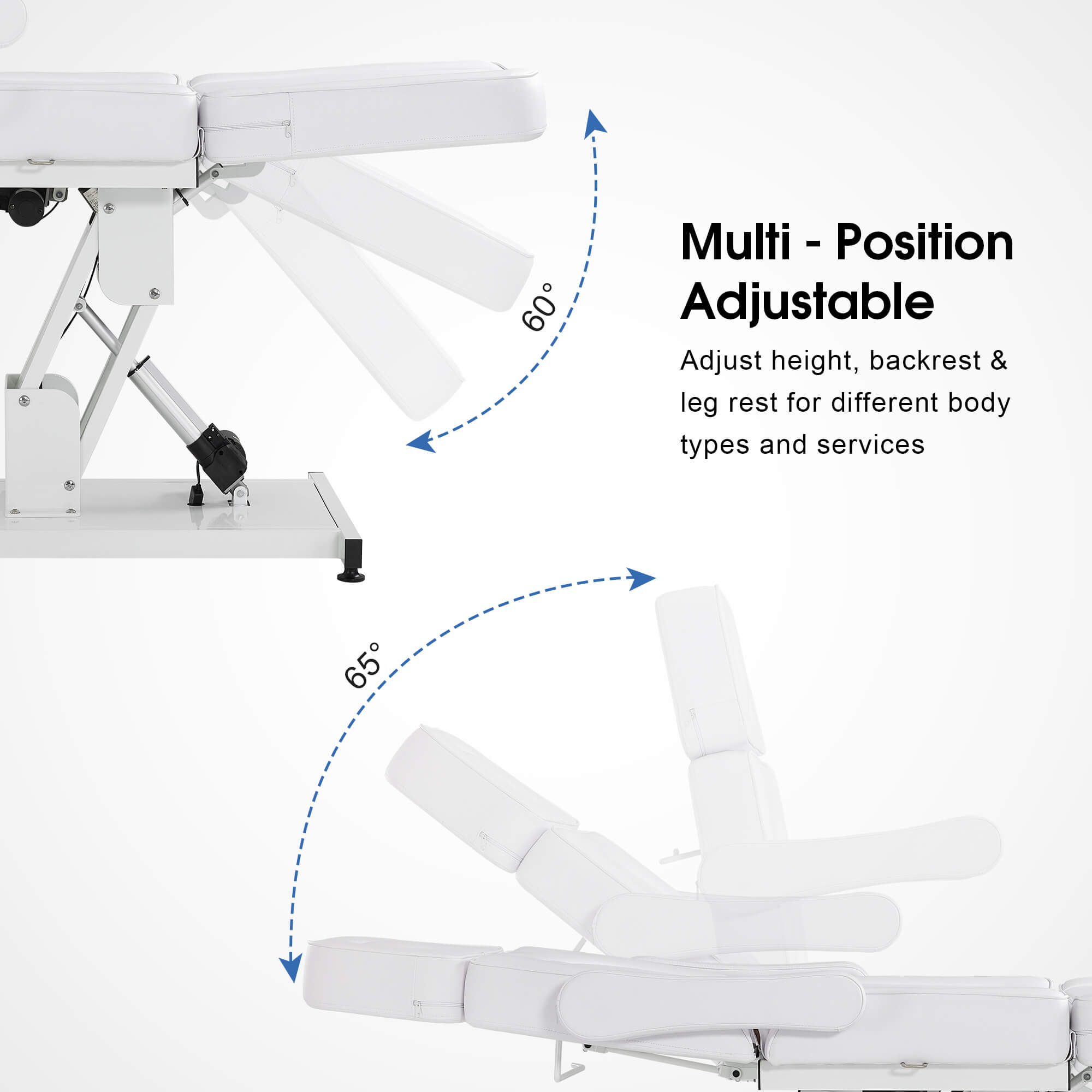 3 Motors Fully Adjustable Electric Facial Bed, Hydraulic Message Beauty Tattoo Chair with Thick Cushion 2782