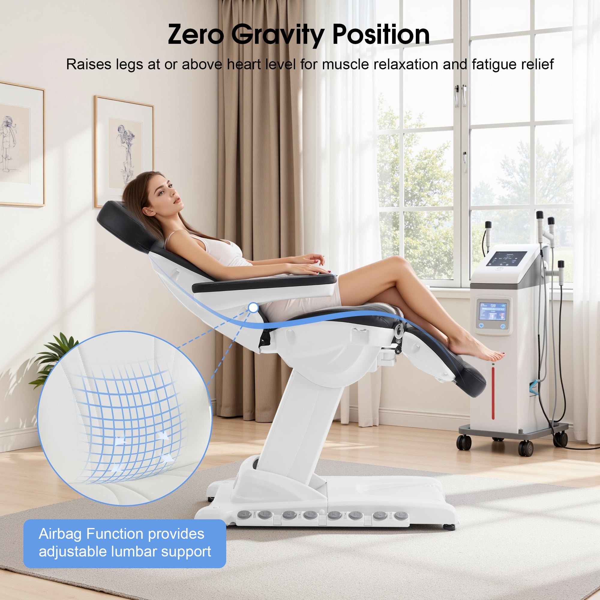 4-Motor Electric Facial Spa Bed with Hand & Foot Control, PU Leather Esthetician Adjustable Massage Table, 440 lbs Capacity 2119