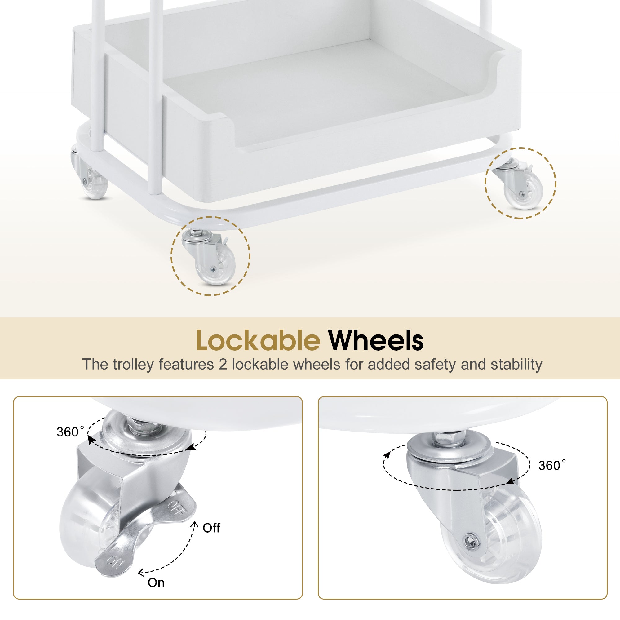 Salon Beauty Cart with Wheels & Drawer, SPA Storage Stylist Trolley with Shelves 2086