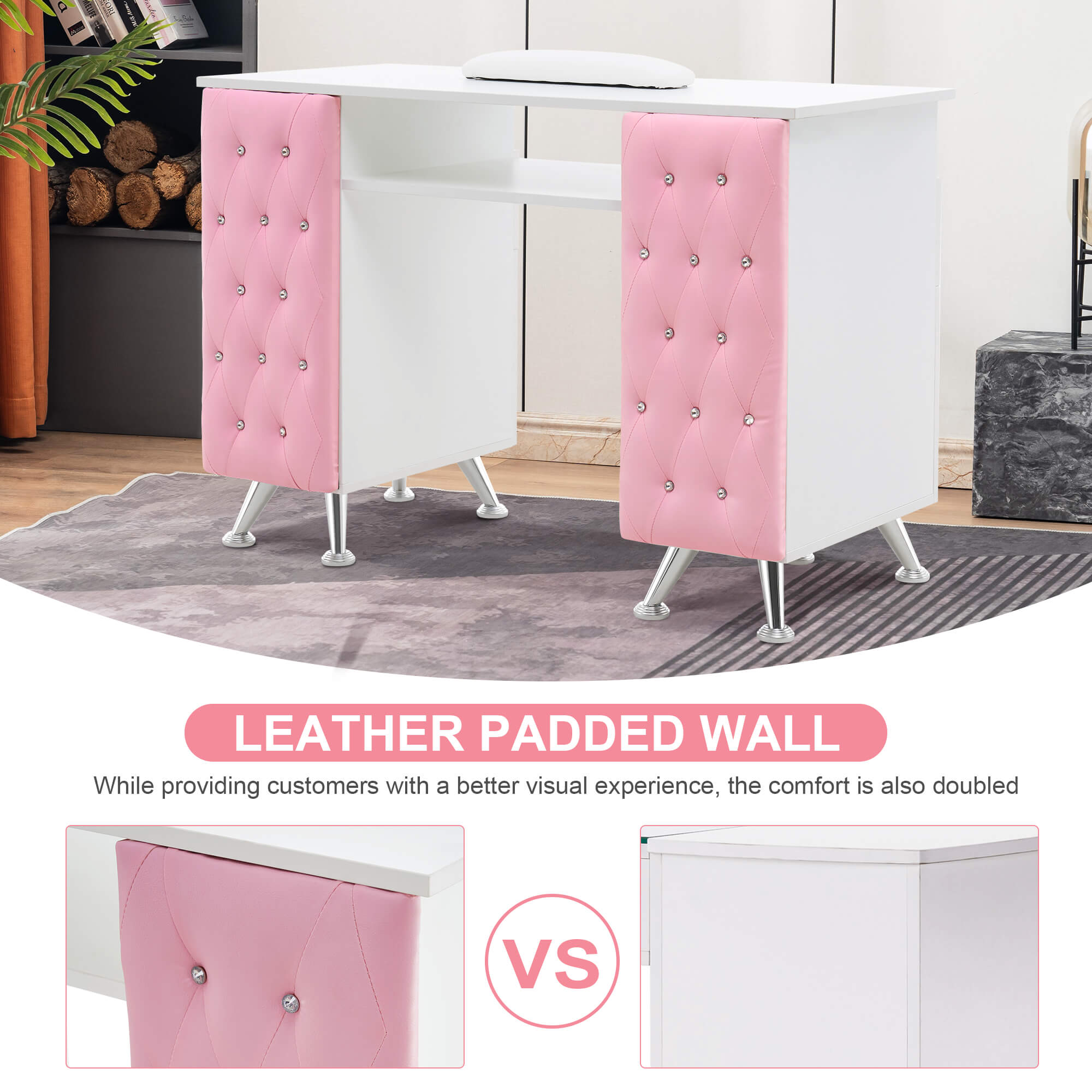 BarberPub Acetone Resistant Manicure Table Nail Equipment for Storage 2671