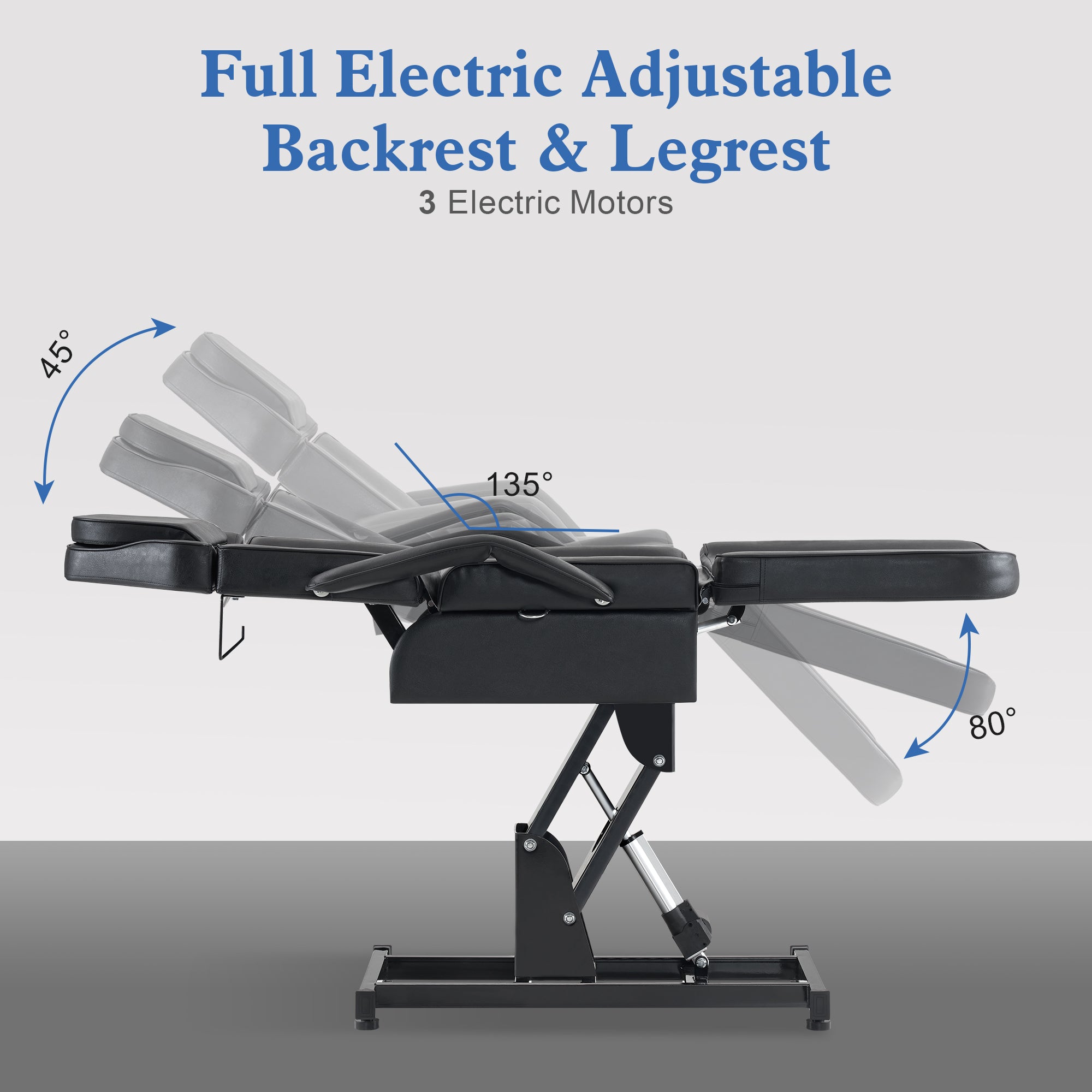 Electric Beauty Bed with 3 Motors, Tattoo Facial Bed for Esthetician , Massage Table for Client 2751