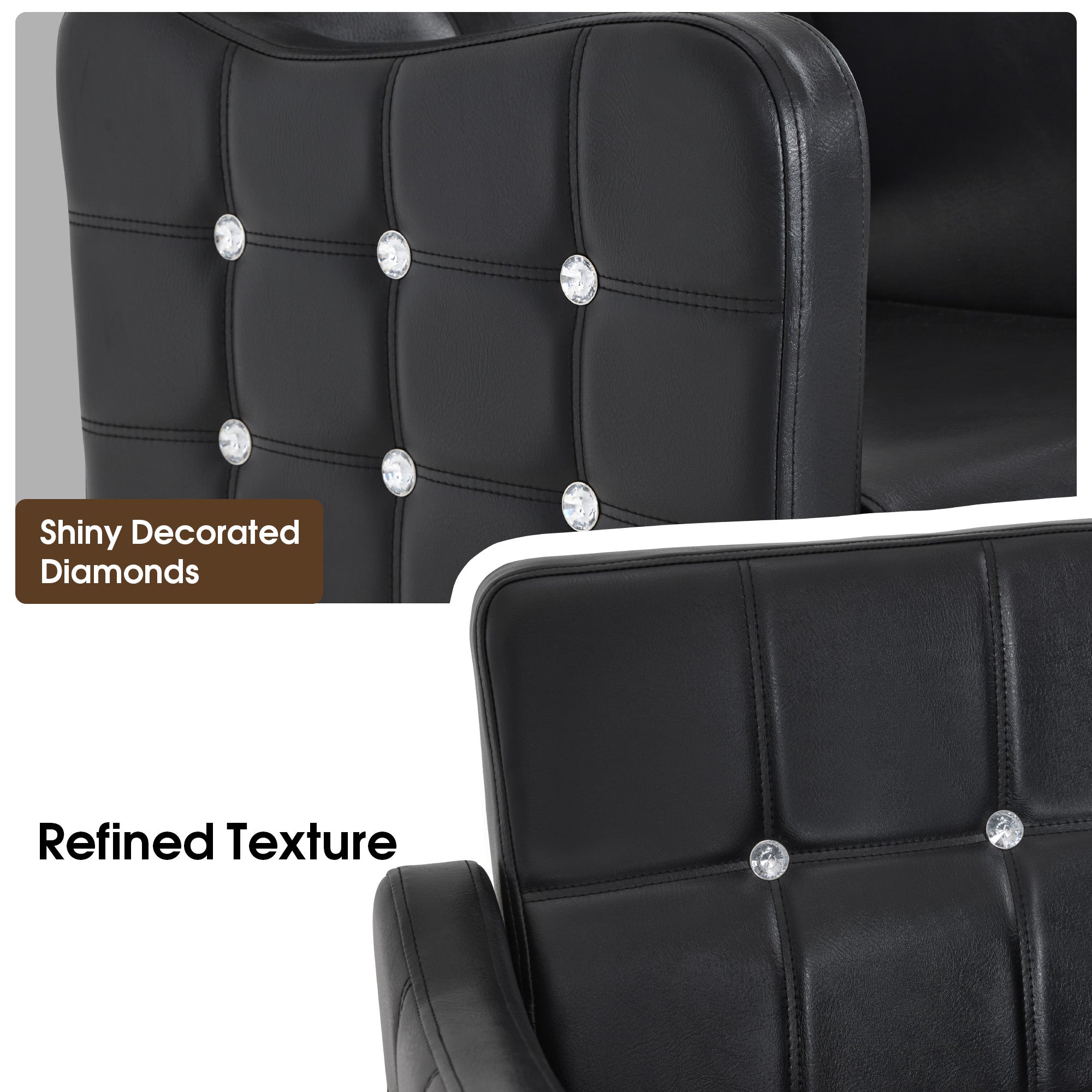 BarberPub Classic Salon Chair, Hydraulic and 360° Swivel, Black Styling Chair, 6154-8167BK