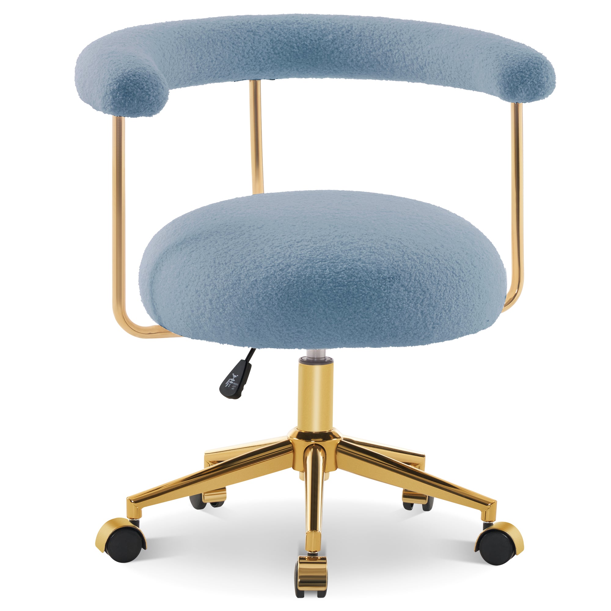 Comfy Rolling Manicure Chair with Golden Metal Leg, Adjustable Fleece Makeup Vanity Chair 3527