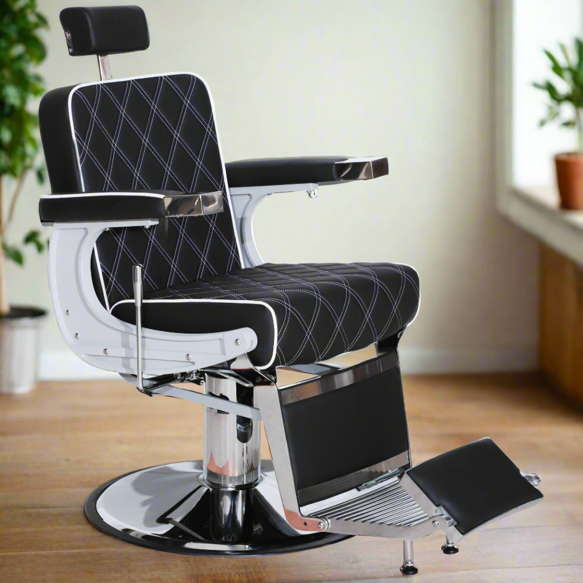 BarberPub Barber Chair for Hair Stylist, Reclining Barbershop Salon Chair 3825