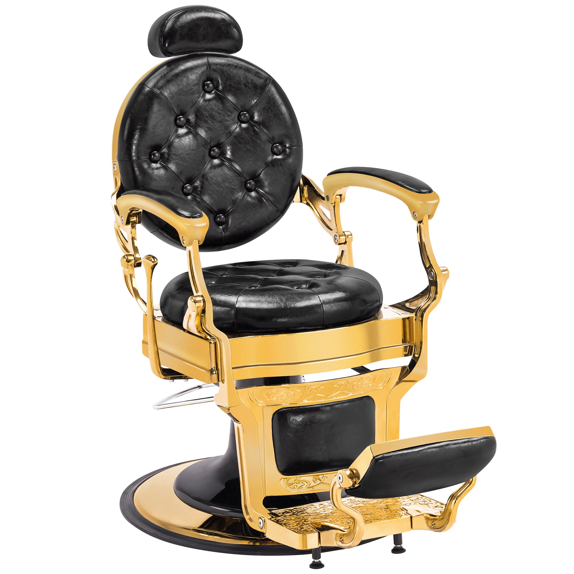 BarberPub Metal Vintage Barber Chair1, Reclining Barbershop Chair with Headrest 3849
