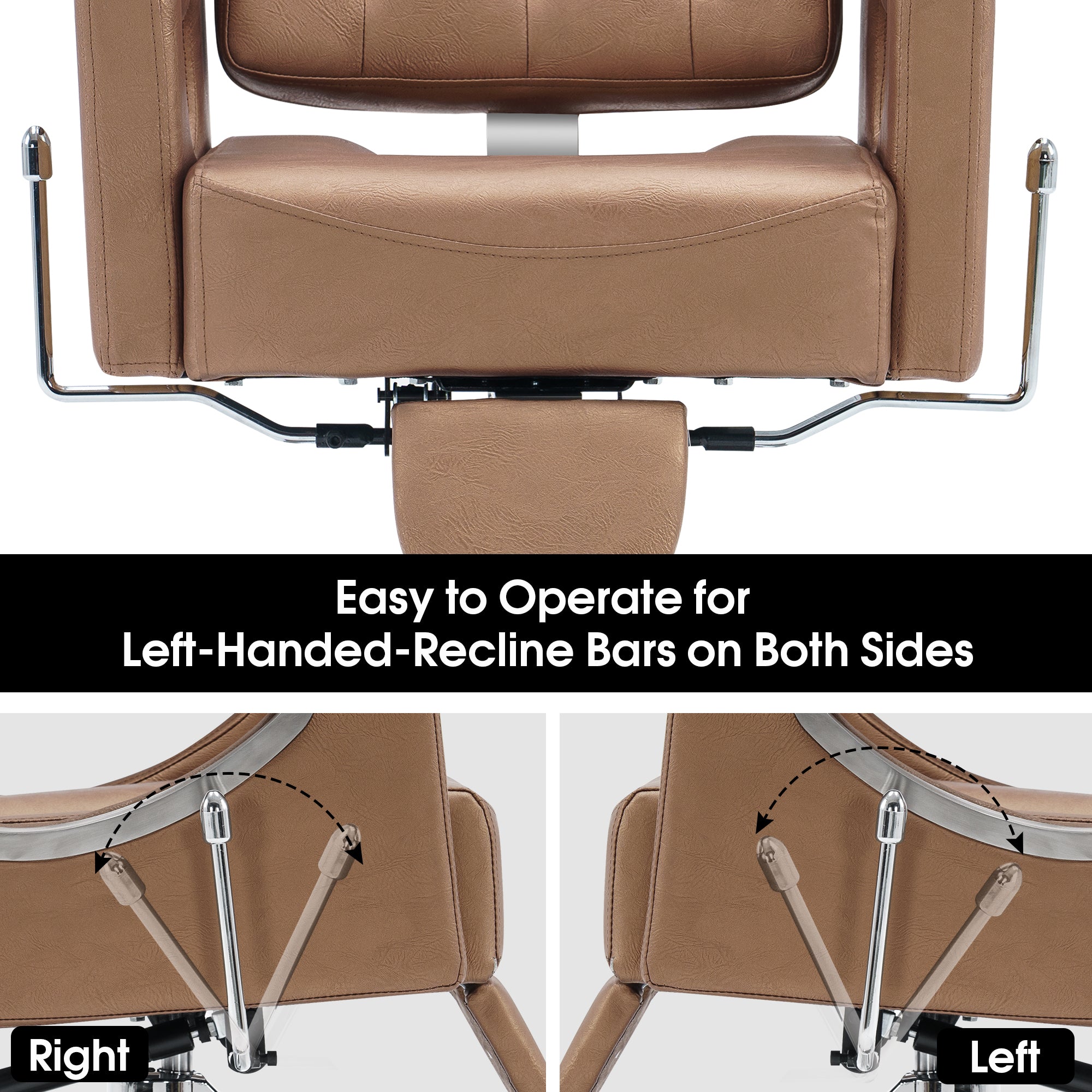 BarberPub Reclining Barber Chair for Hair Stylists, Professional Salon Styling Chair for Barbershop & Spa 8132GD