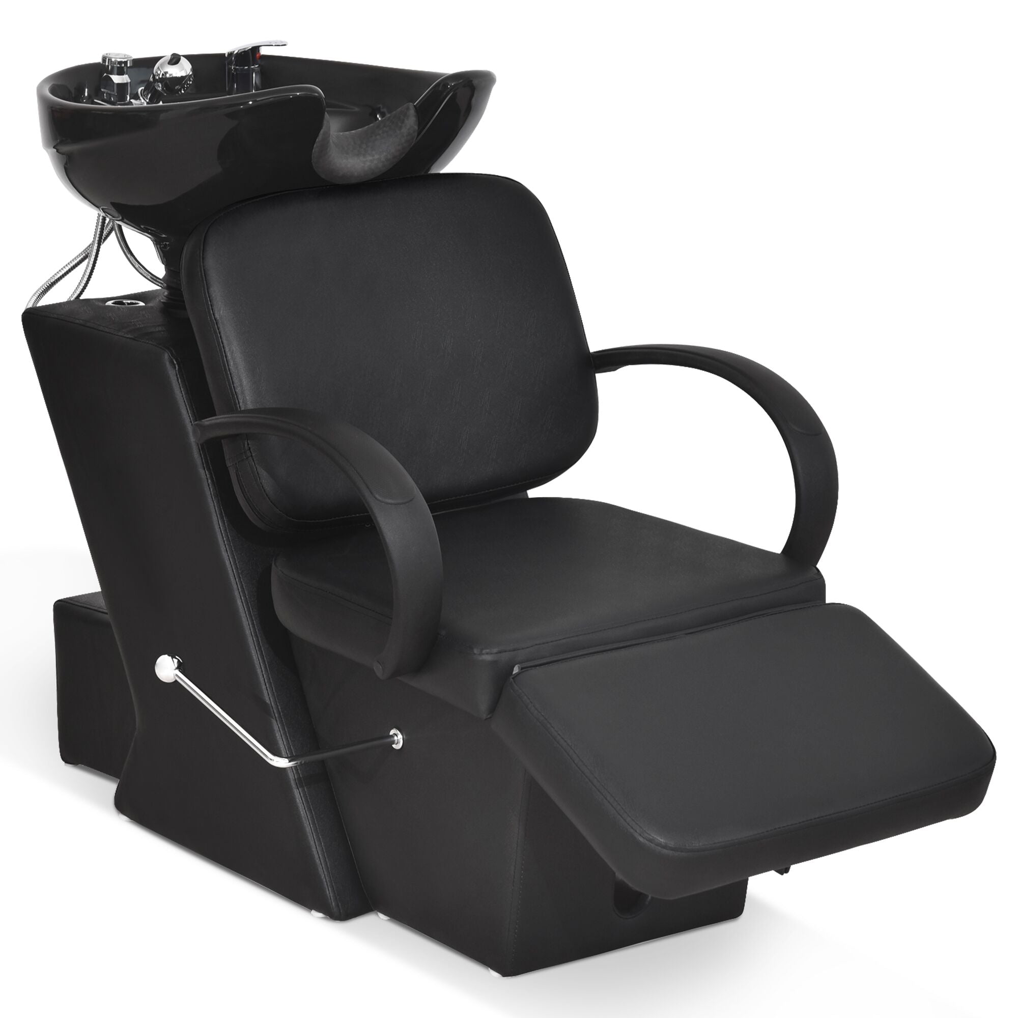 BarberPub Backwash Shampoo Station Chair, Adjustable Ceramic Bowl Barber Station 9051