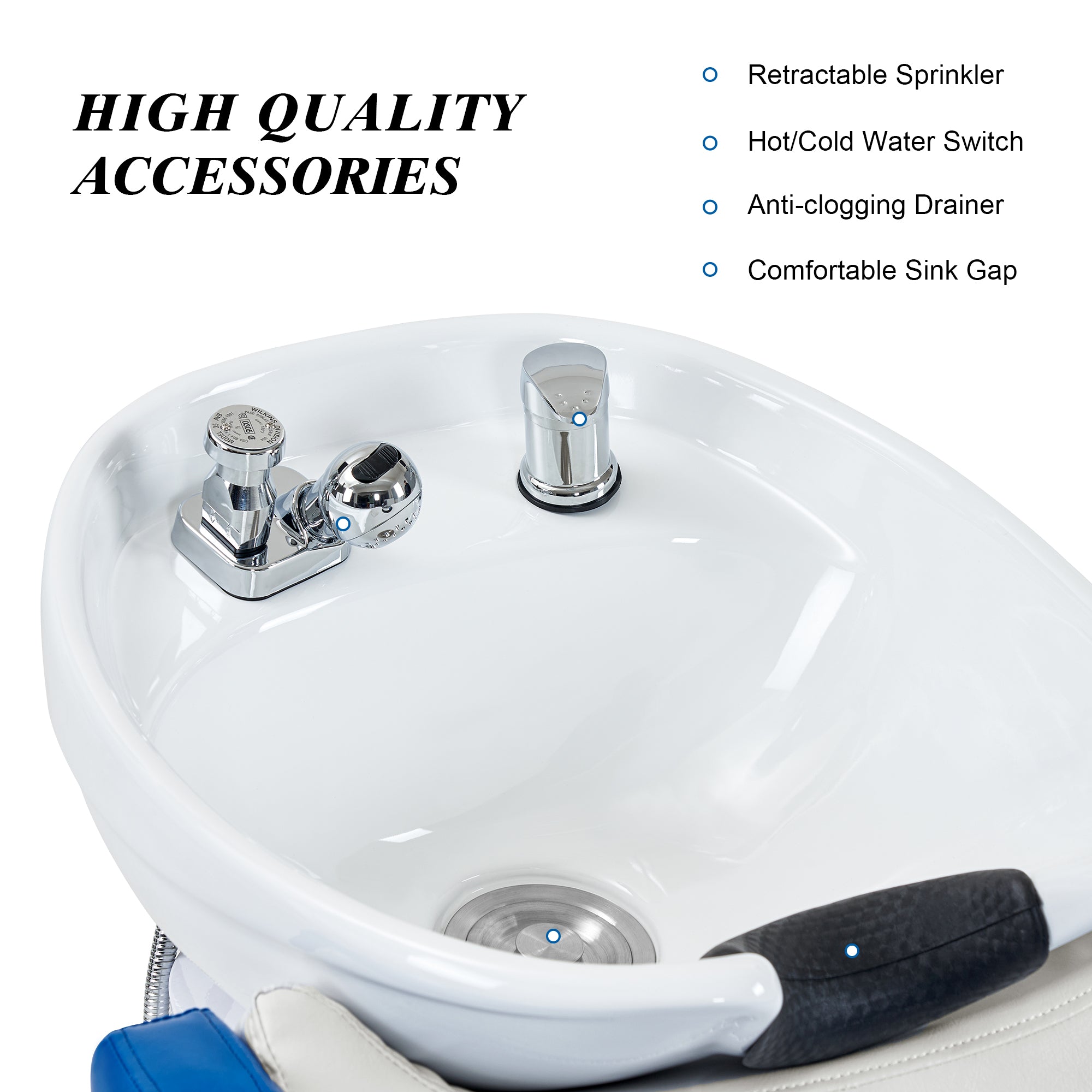 BarberPub Salon Backwash Shampoo Chair with Durable Ceramic Bowl 9090BLW