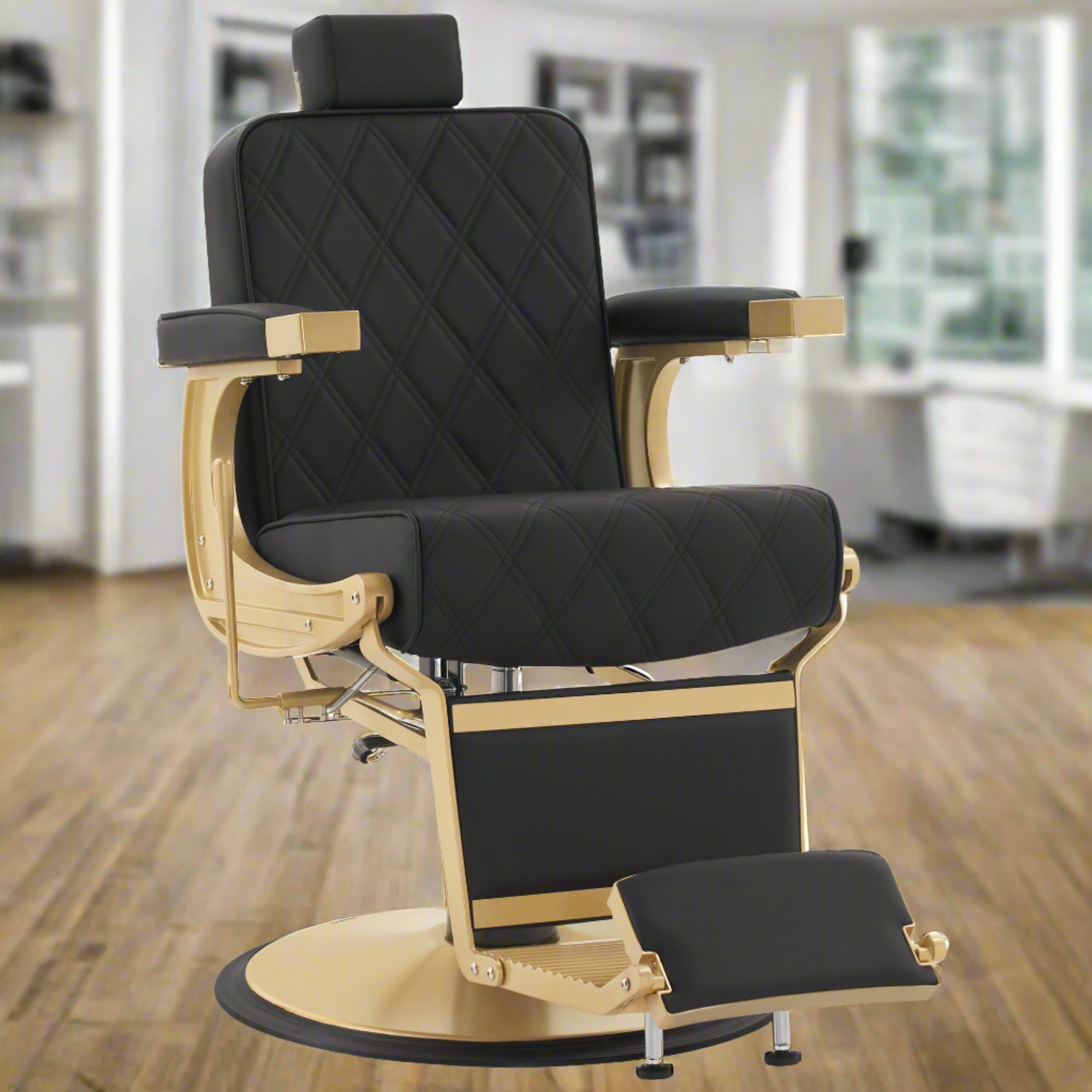 BarberPub Barber Chair for Hair Stylist, Reclining Barbershop Salon Chair 3825