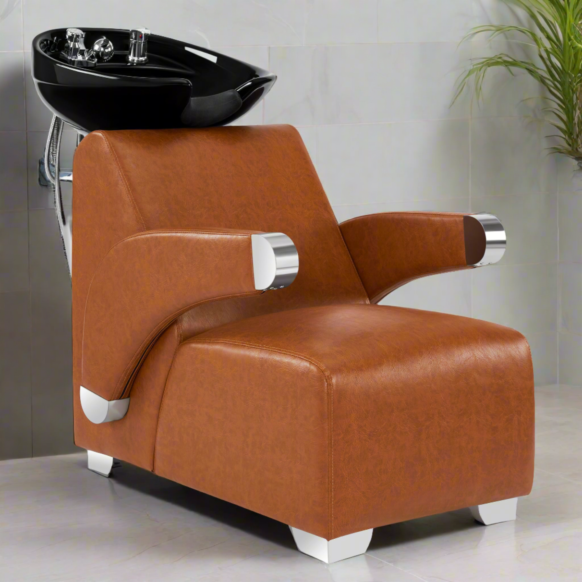 BarberPub Ceramic Bowl Backwash Shampoo Chair, Hair Washing Salon Station 9102