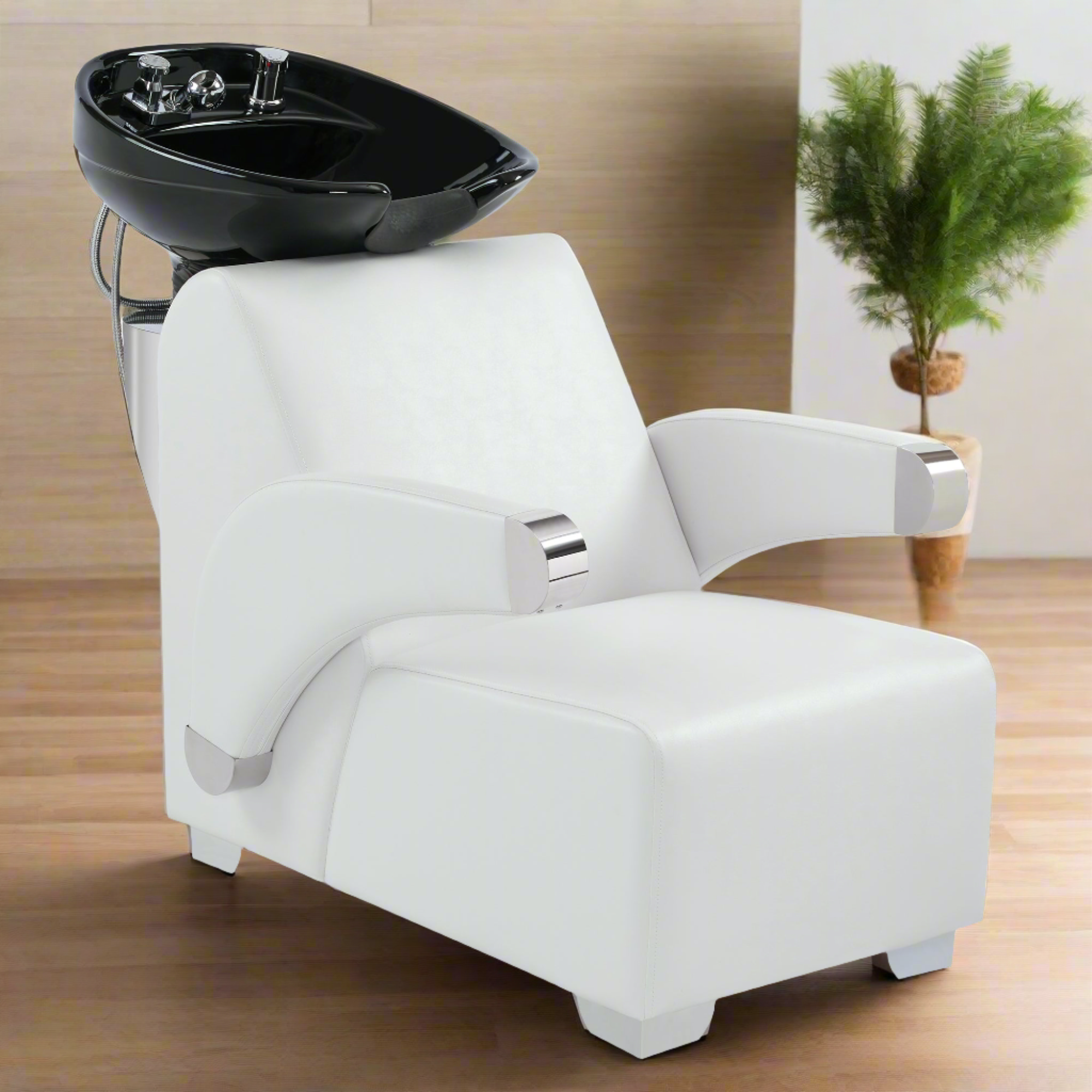 BarberPub Ceramic Bowl Backwash Shampoo Chair, Hair Washing Salon Station 9102