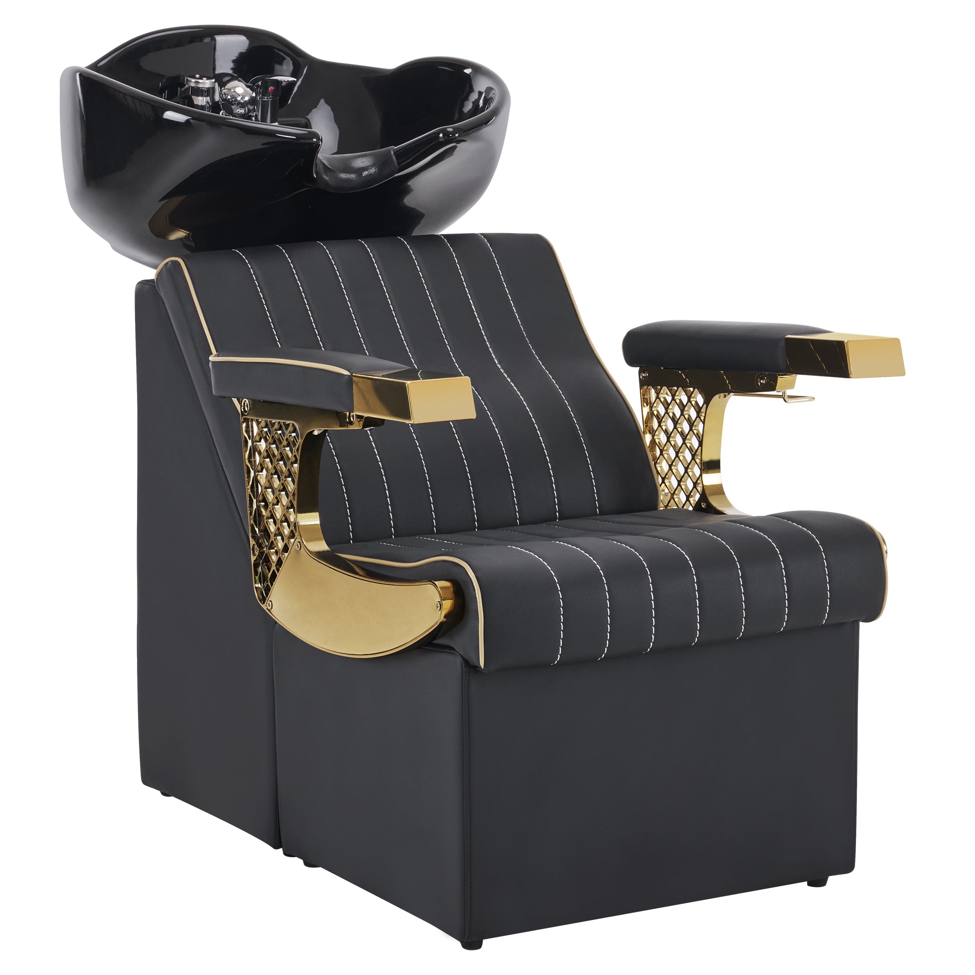 BarberPub Backwash Shampoo Station Chair, Ceramic Salon Shampoo Bowl 8615