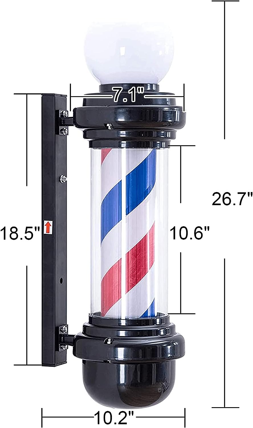 Barber Pole with LED Light for Hairdressing, Salon Shop Open Sign, Salon Spa Stripes Rotating Lamp L018