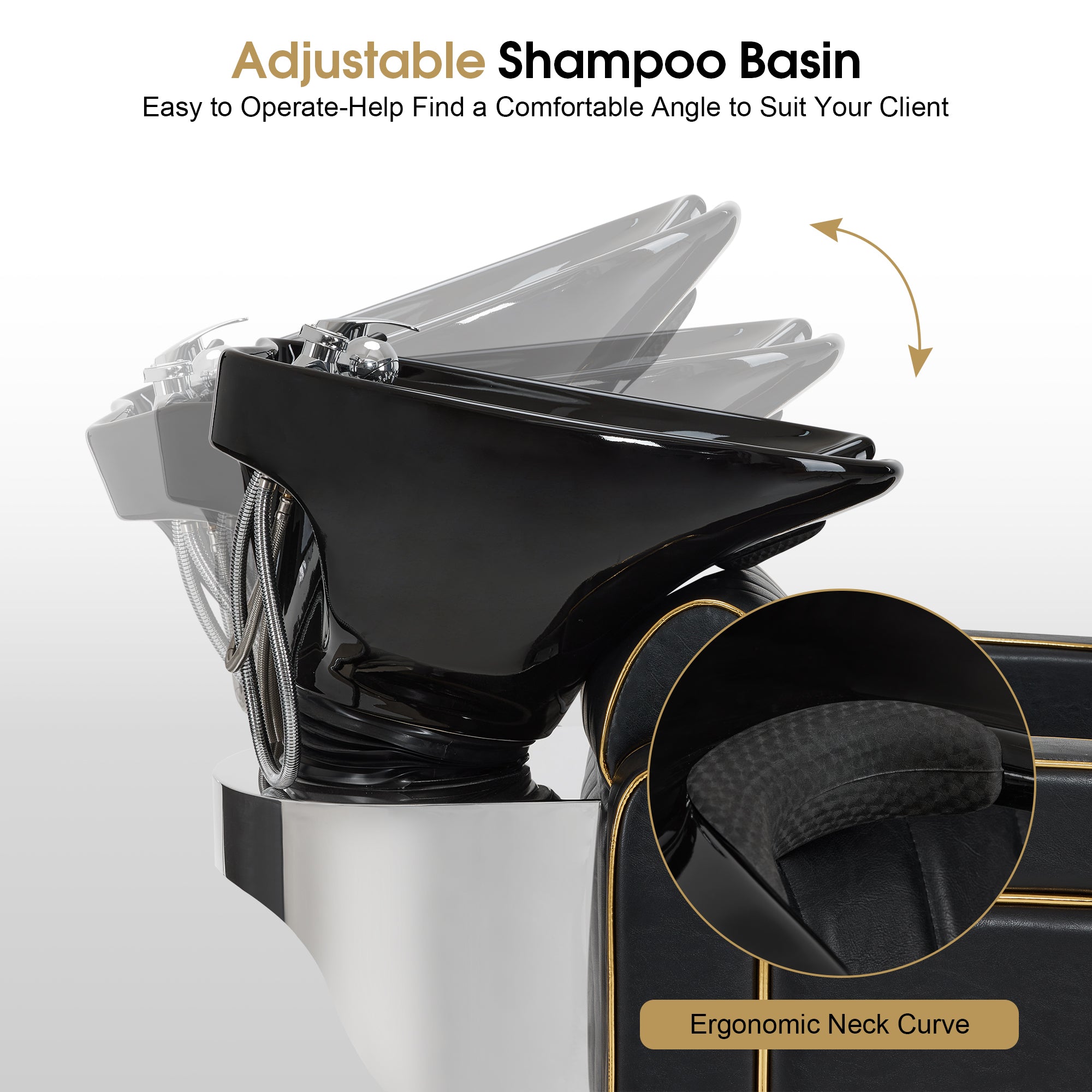 Salon & Barber Styling Chair 8885 with Hydraulic Base and Backwash Shampoo Chair 9175 with Adjustable Porcelain Bowl – Complete Professional Salon Set for Spas and Stylists