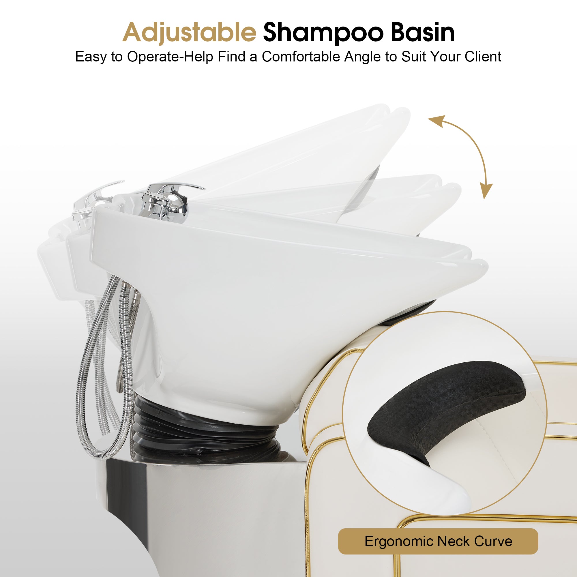 Backwash Shampoo Chair with Adjustable Porcelain Bowl Sink Unit for Spa Salon 9175