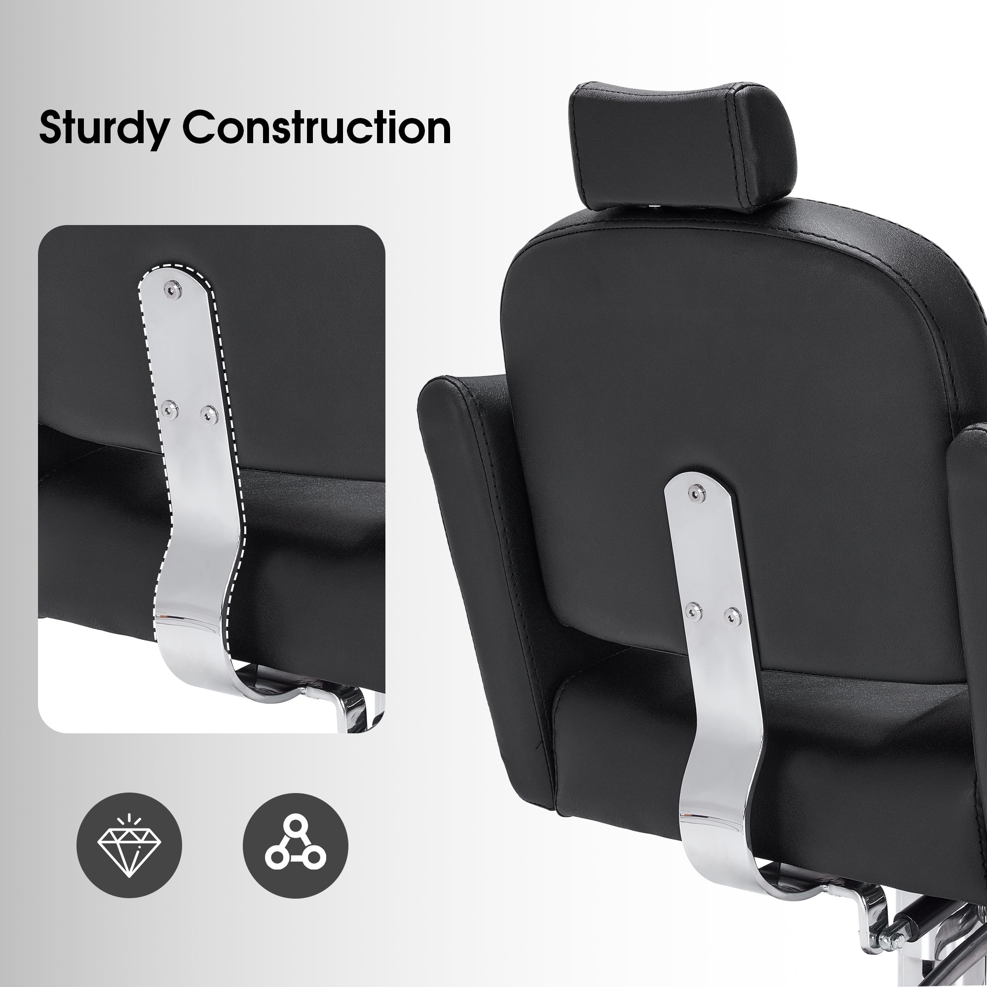 BarberPub Barber Chair with Headrest, Reclining Salon Chairs for Hair Stylist 3125