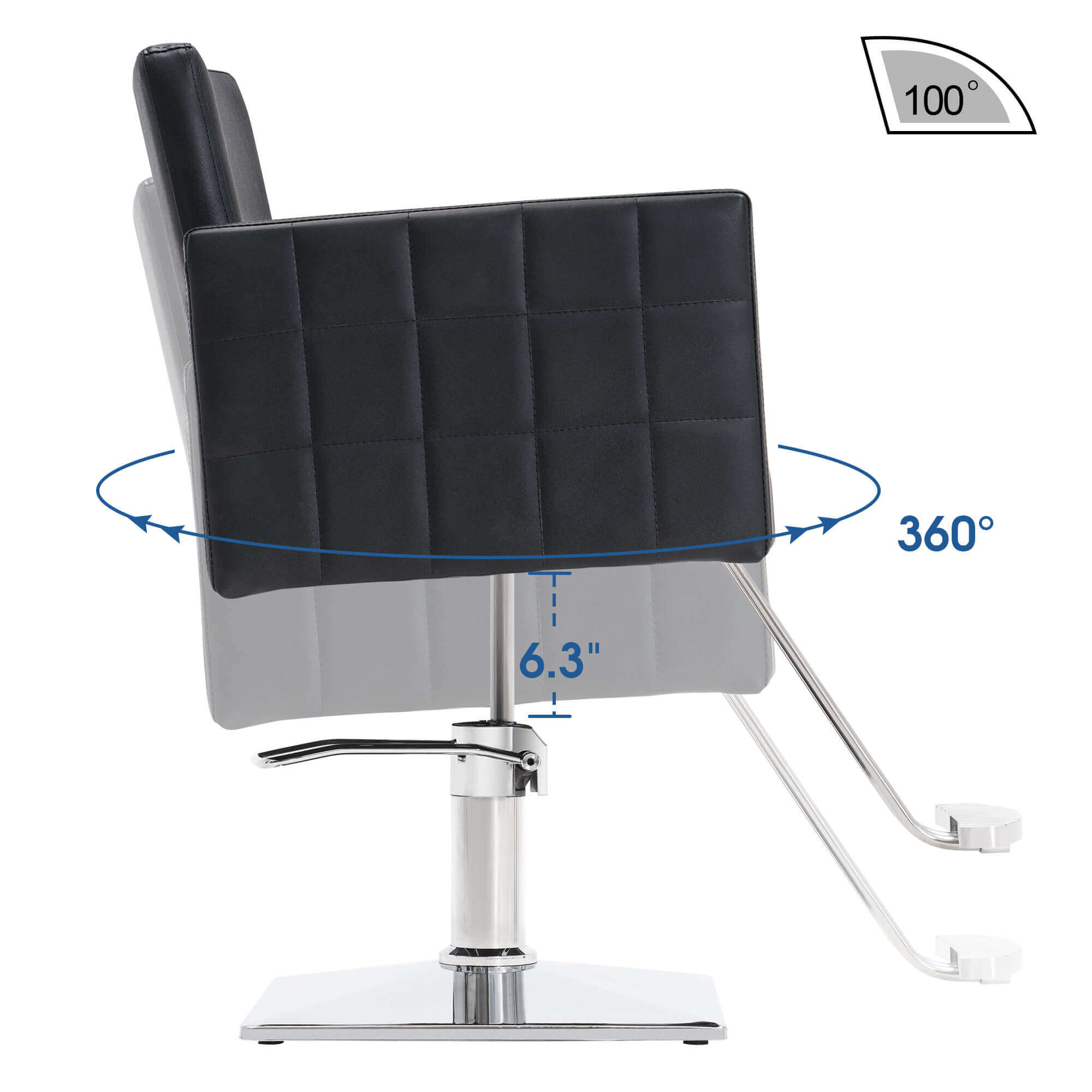 Salon Chair 8821 & Anti-Fatigue Mat 0040 Set - Professional Hydraulic Salon Chair with Ergonomic 0.5" Thick Salon Mat