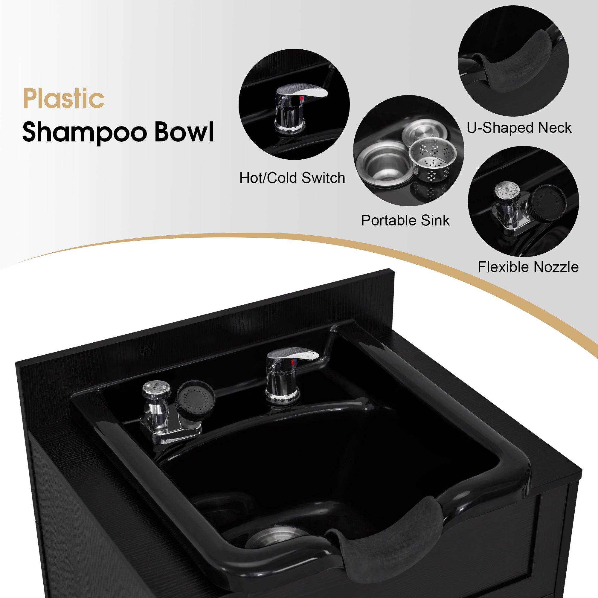 Barber Textured Embossed Storage Shampoo Station, Hair Salon Shampoo Backwash Equipment 7131