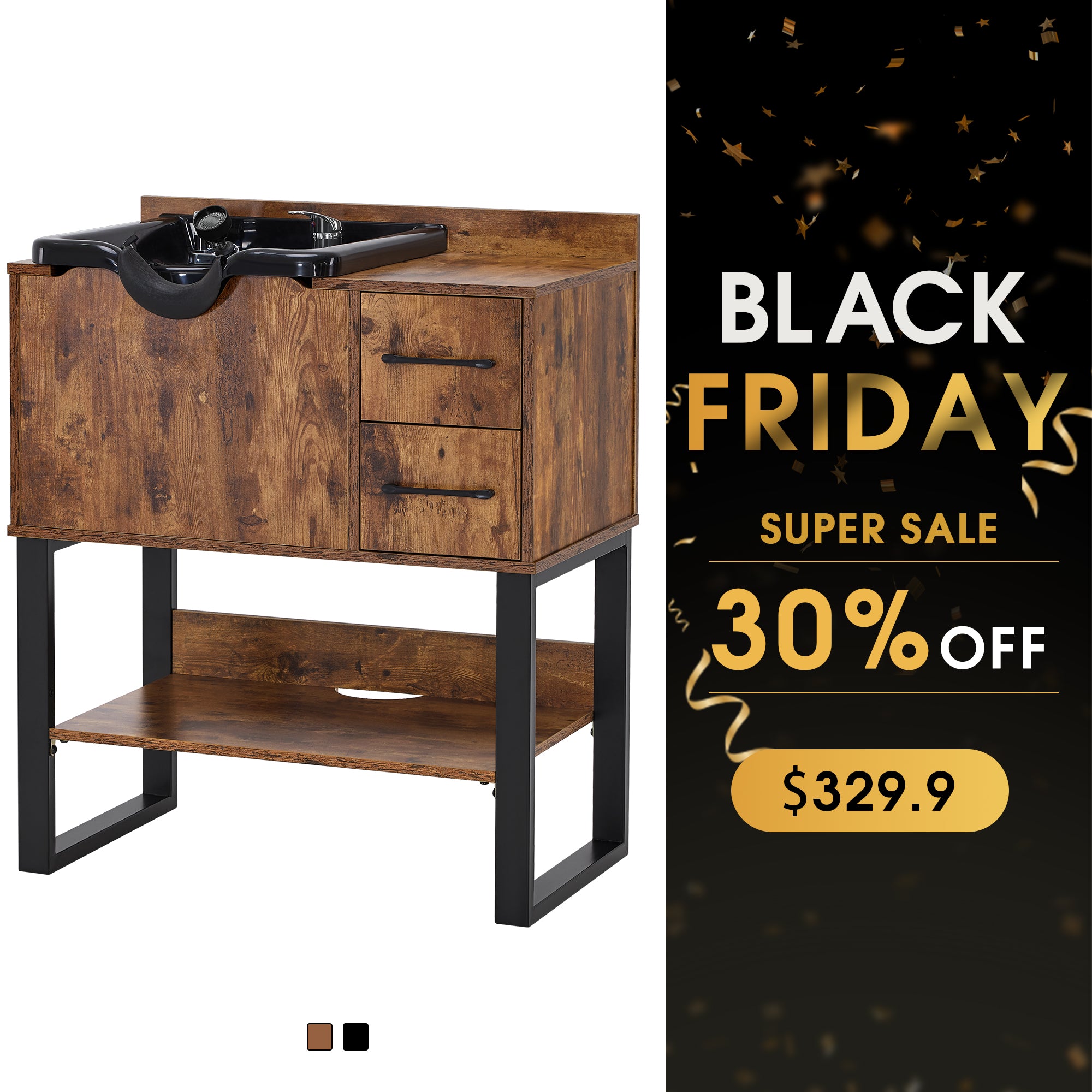 Shampoo Backwash Sink Station for Storage, Salon Shampoo Cabinet with Shampoo Bowl 3450