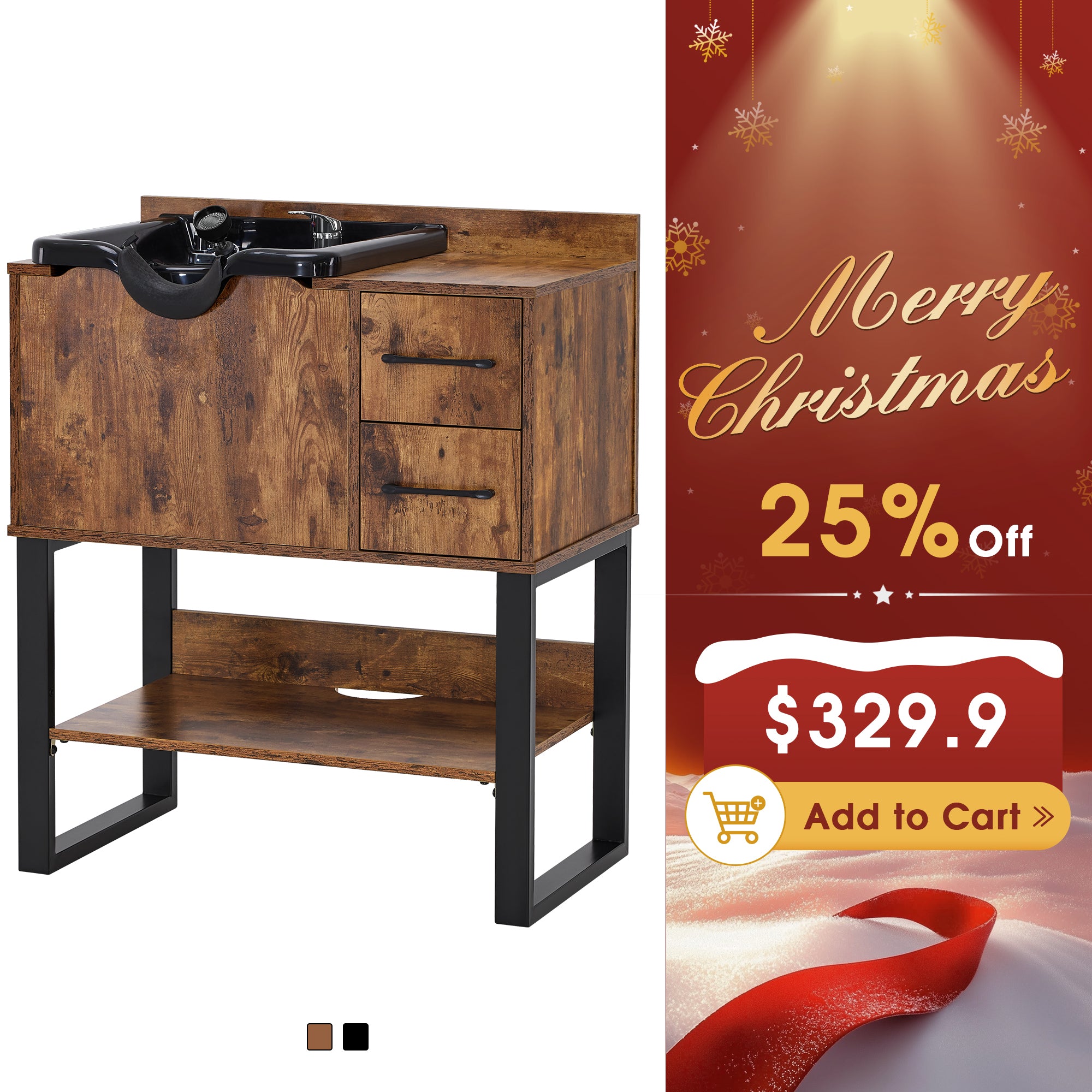 Shampoo Backwash Sink Station for Storage, Salon Shampoo Cabinet with Shampoo Bowl 3450