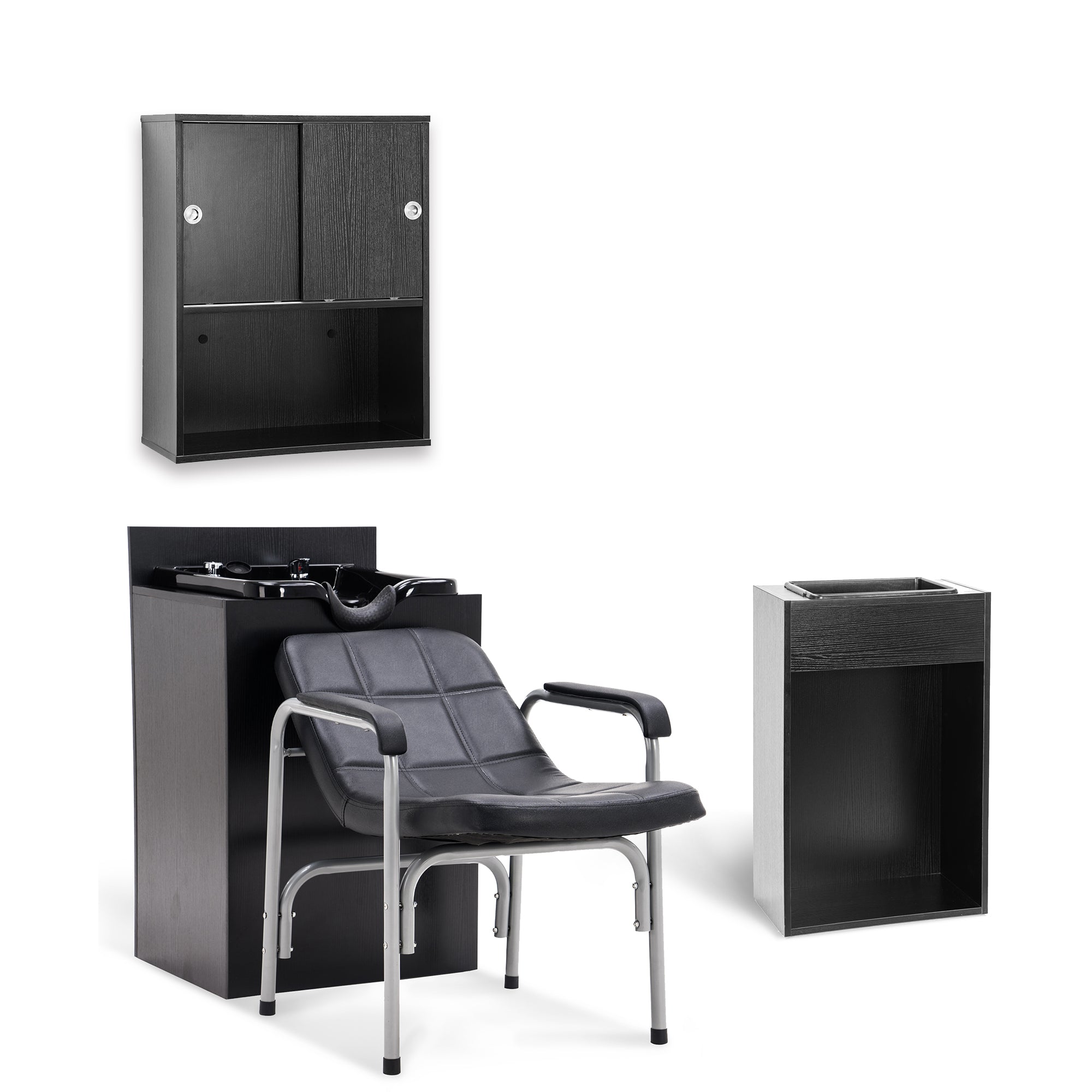 BarberPub Salon Storage Cabinet with Plastic Tray, Barber Trash Station 7135