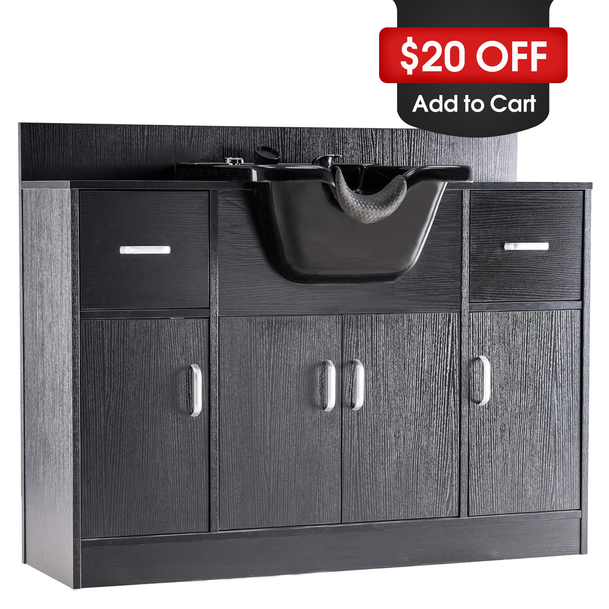 Barber Shampoo Storage Station for Hair Stylist, Salon Beauty Equipment with Backwash Sink 7139